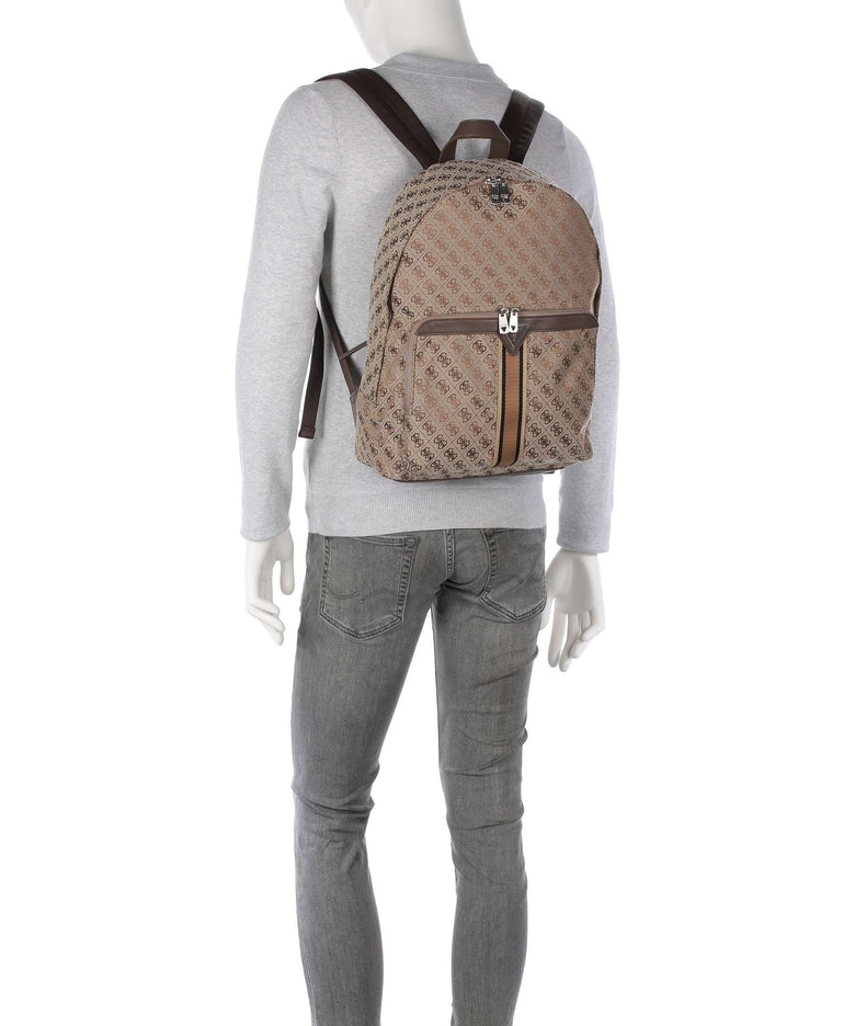 Guess Milano 4G Jacquard Stripe Backpack beige/brown