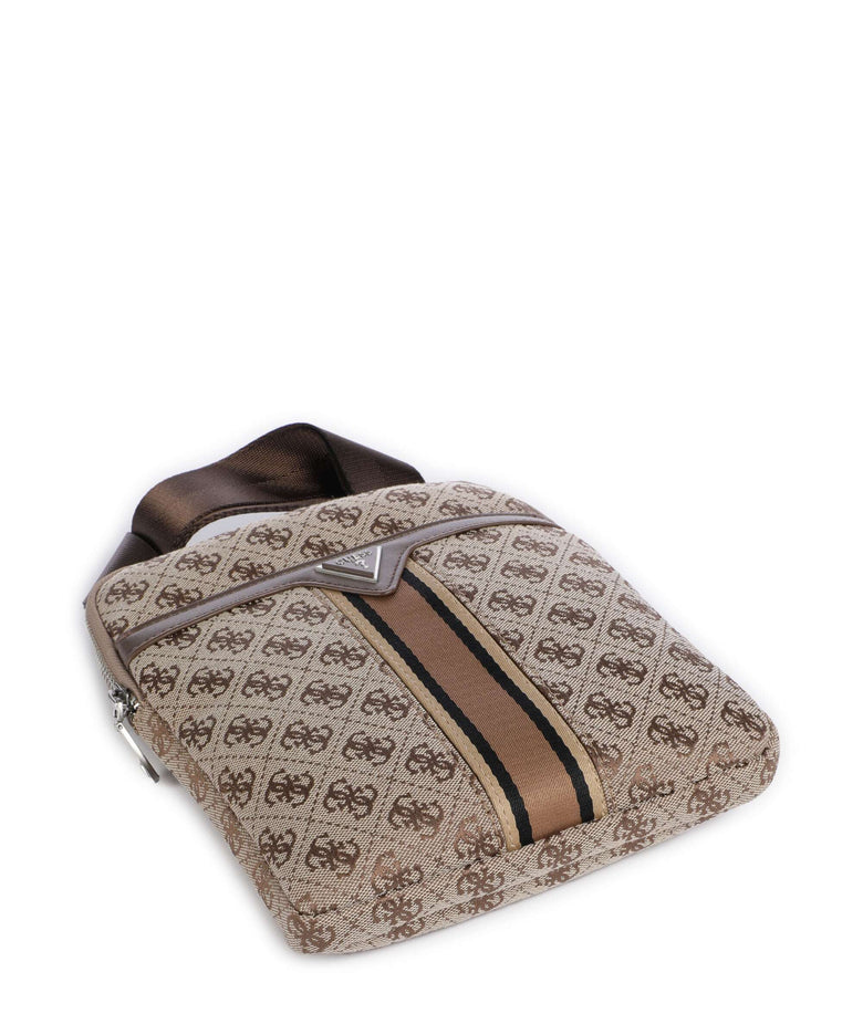 Guess Milano 4G Jacquard Stripe Crossbody bag beige/brown