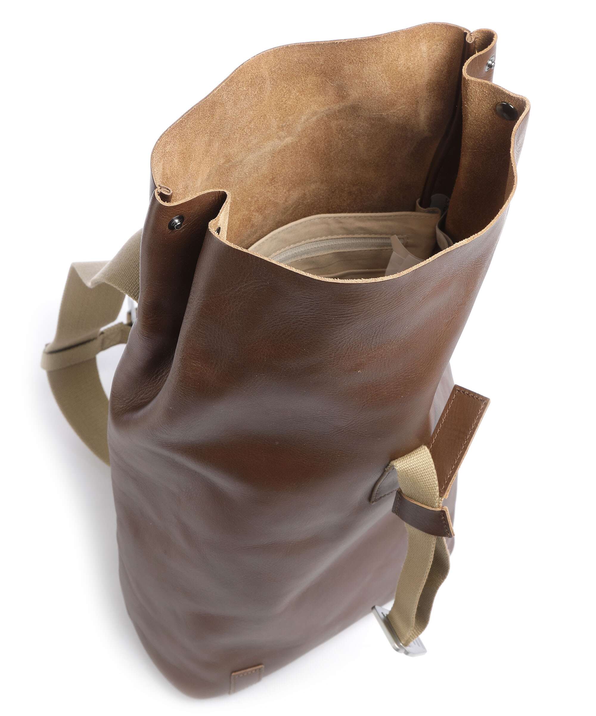 Brooks England Pickwick Leather Small Rolltop backpack dark tan