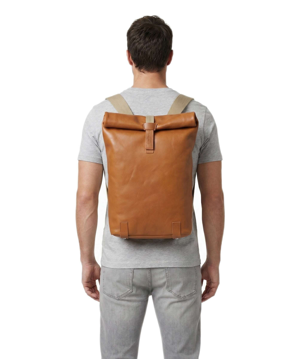 Brooks England Pickwick Leather Small Rolltop backpack cognac