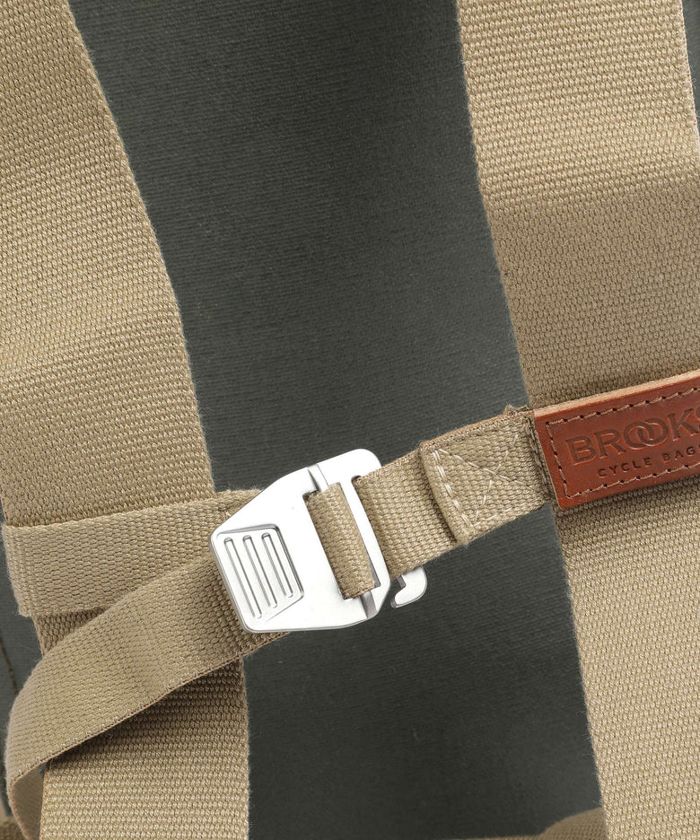 Brooks England Pickwick Cotton Canvas Small Rolltop backpack sage green/honey details