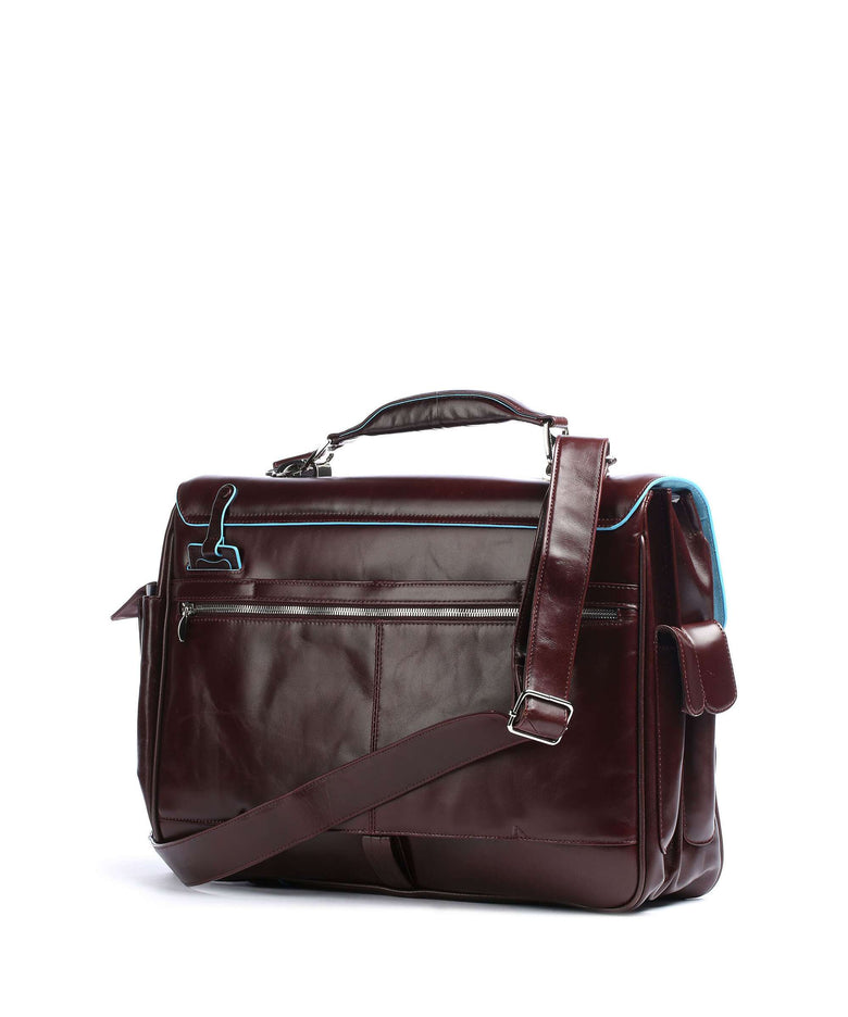 Piquadro Blue Square Briefcase mahogany