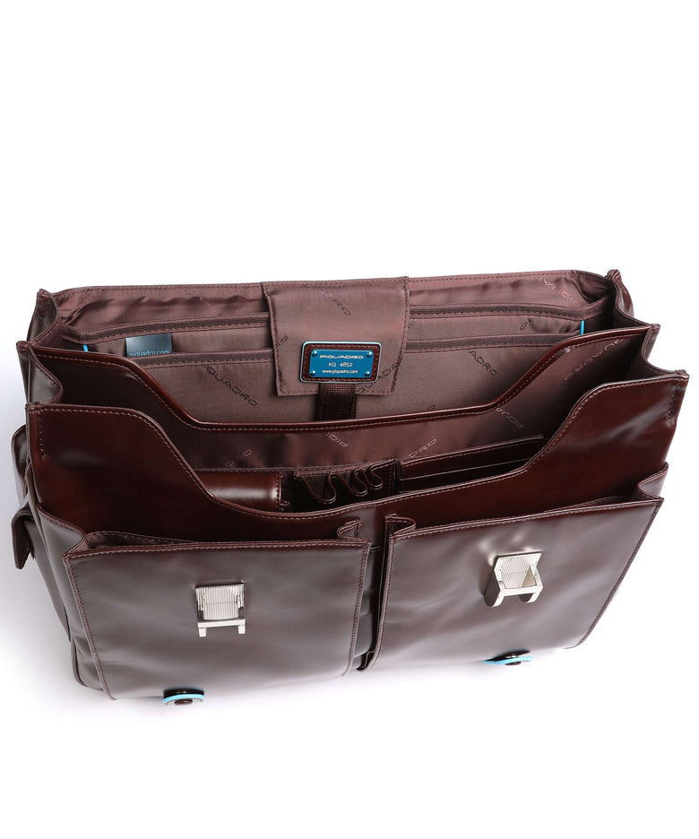Piquadro Blue Square Briefcase mahogany