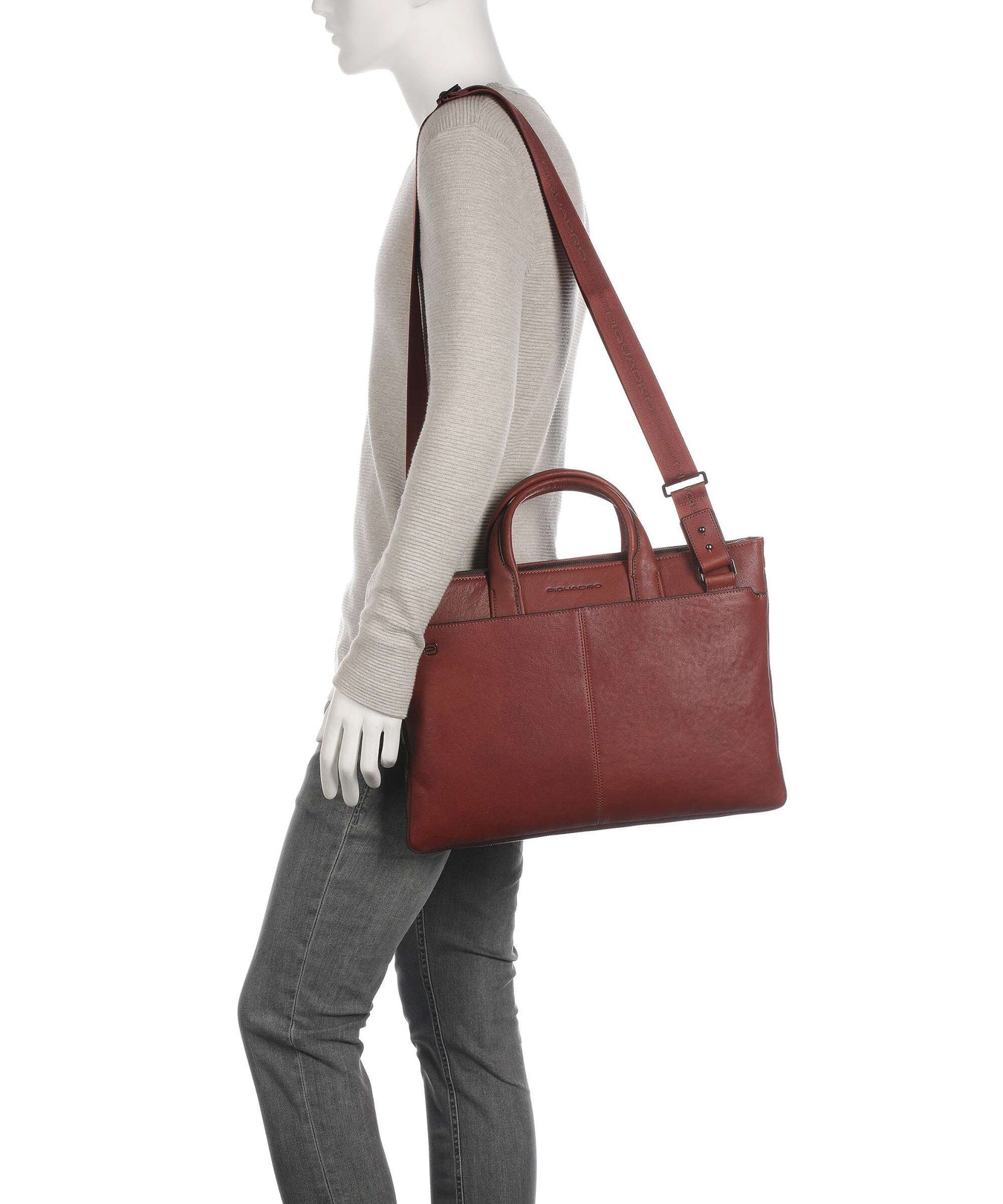 Piquadro Black Square Briefcase cuoio