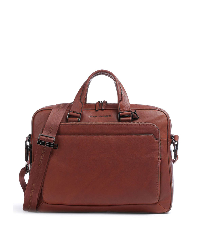 Piquadro Black Square Briefcase cuoio