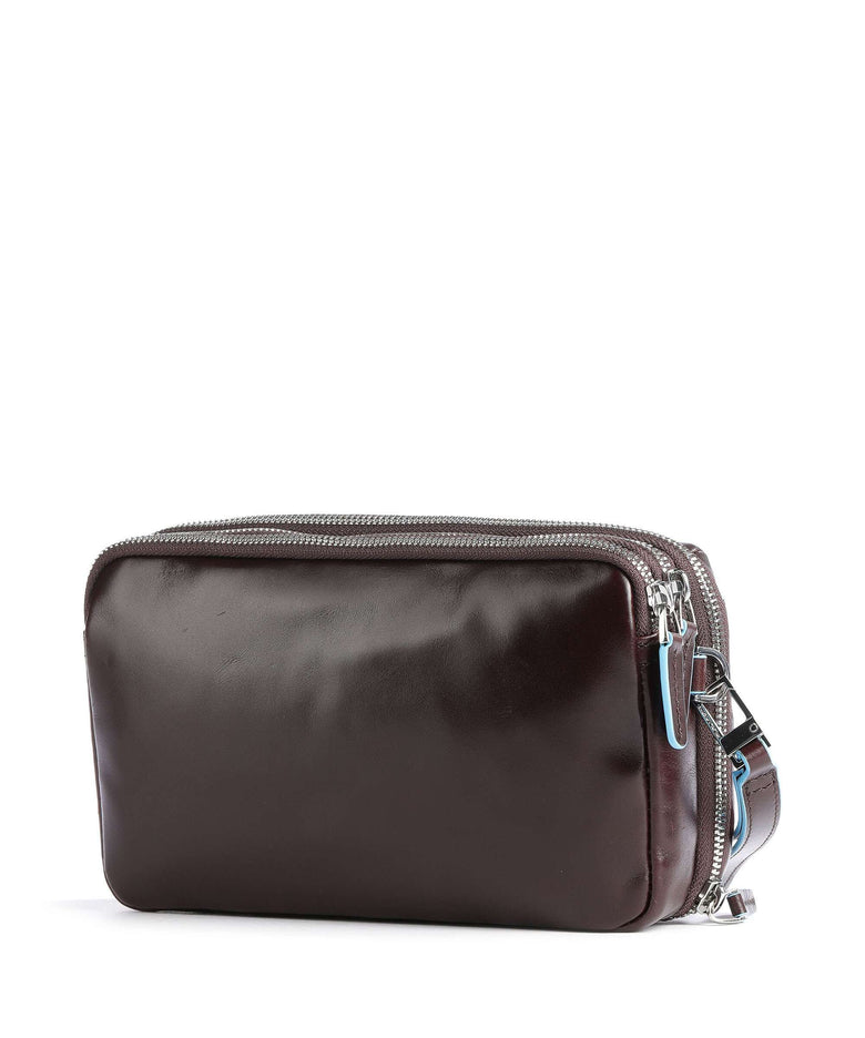 Piquadro Blue Square Wristlet mahogany
