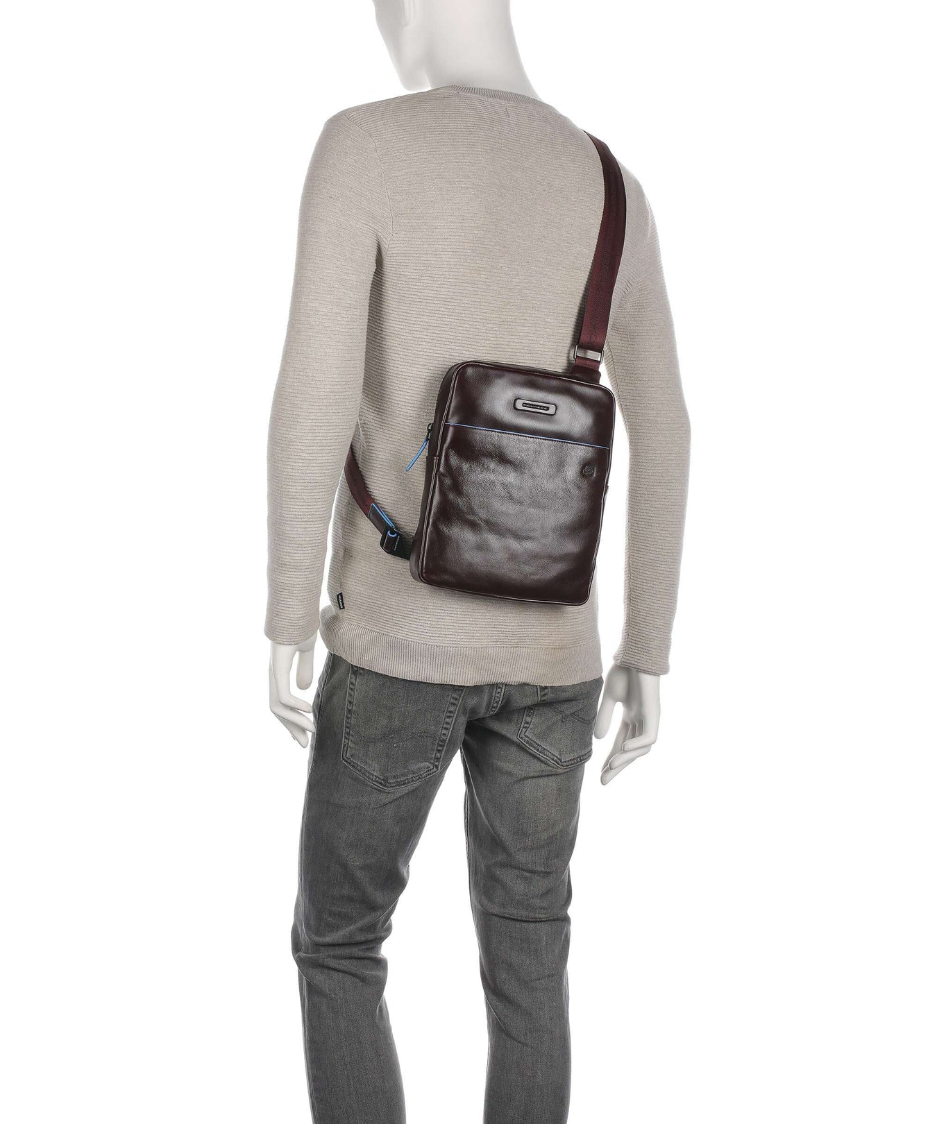 Piquadro Blue Square Revamp Crossbody bag mahogany