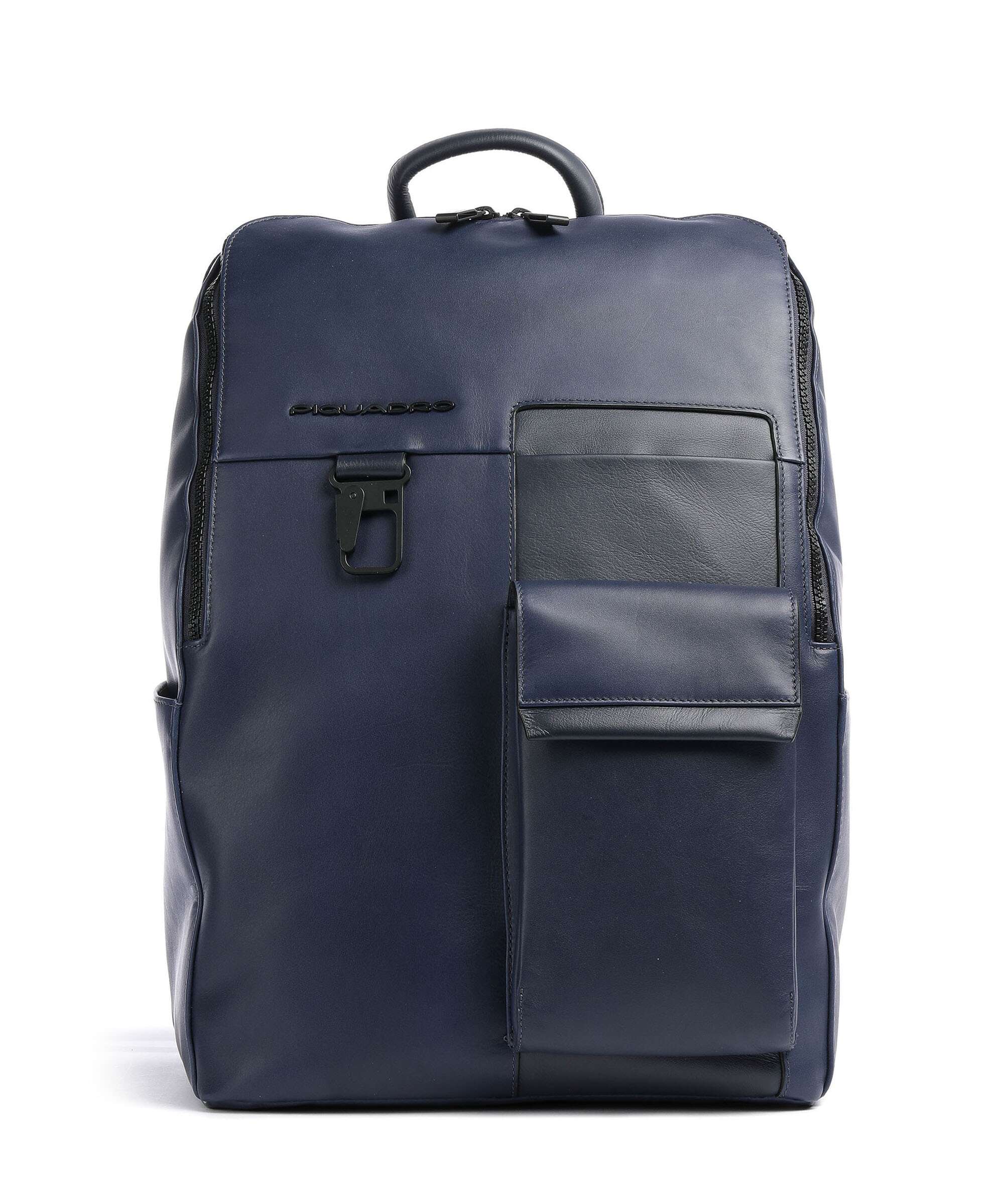 Piquadro Finn Backpack 14″ fine grain cow leather black