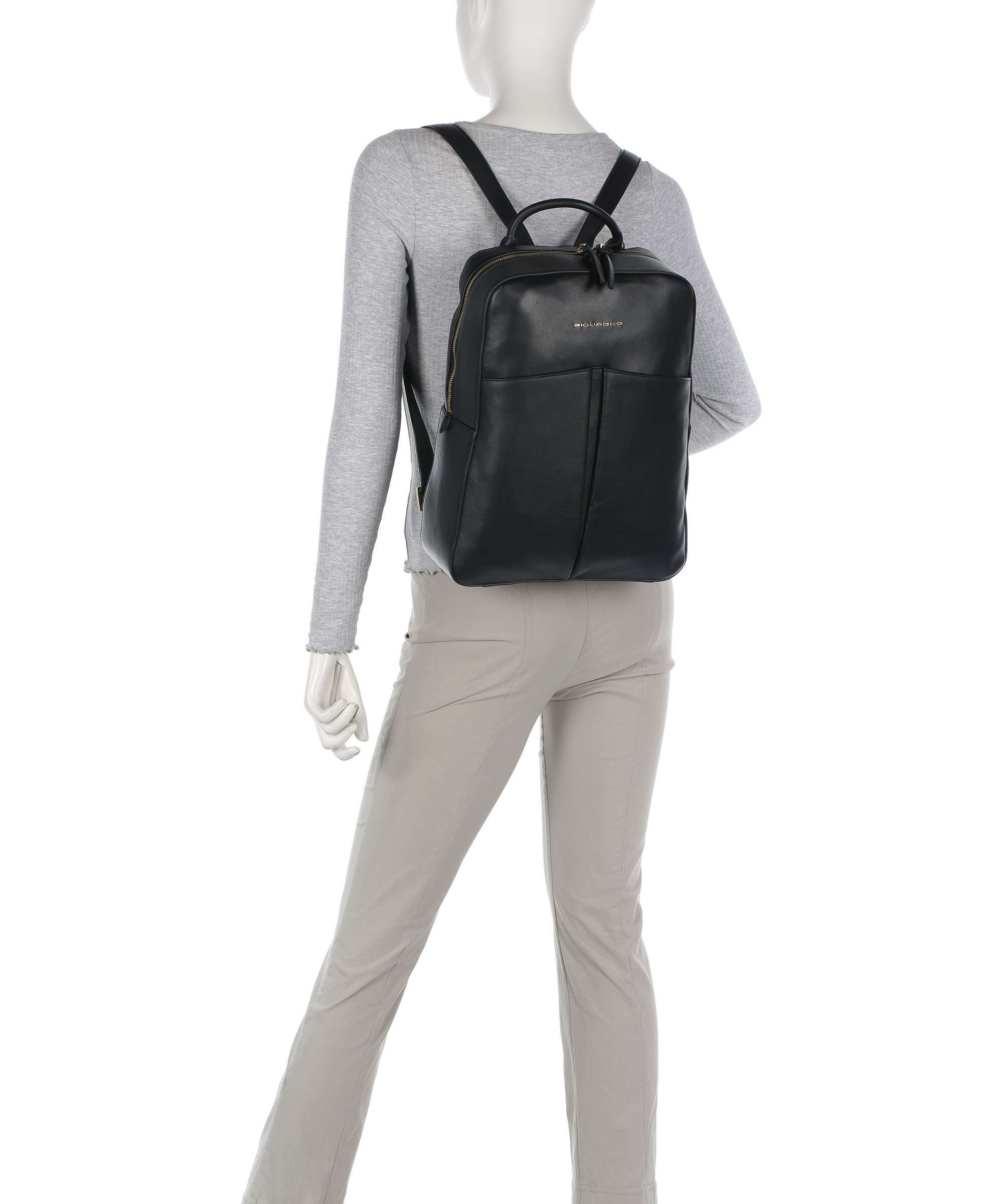 Piquadro Ashley Backpack 14″ fine grain cow leather nero