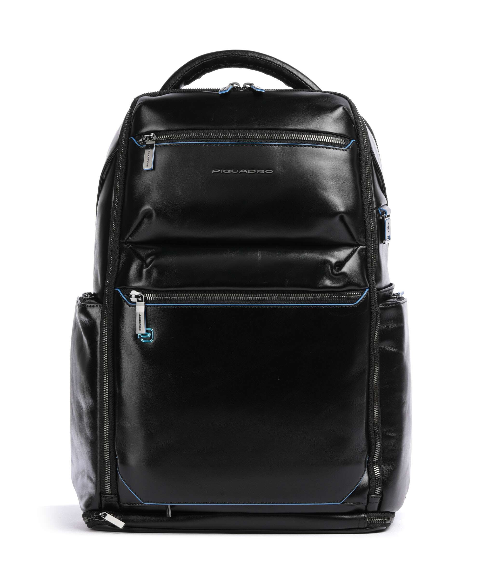 Piquadro Blue Square Backpack 15″ fine grain cow leather nero
