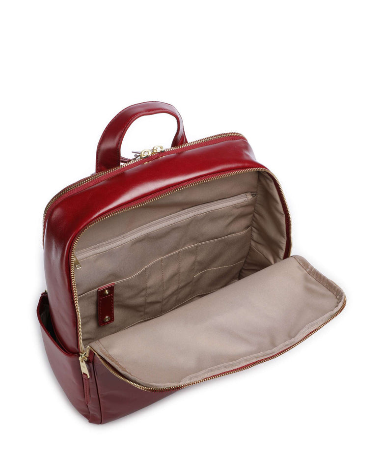 Piquadro Blue Square Backpack fine grain cow leather red