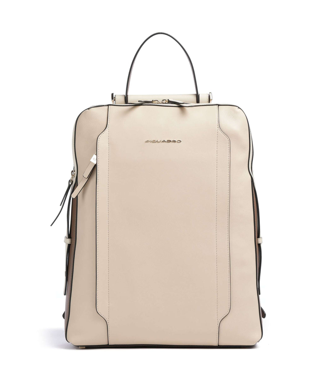 Piquadro Circle Backpack 15″ fine grain leather beige/cuoio
