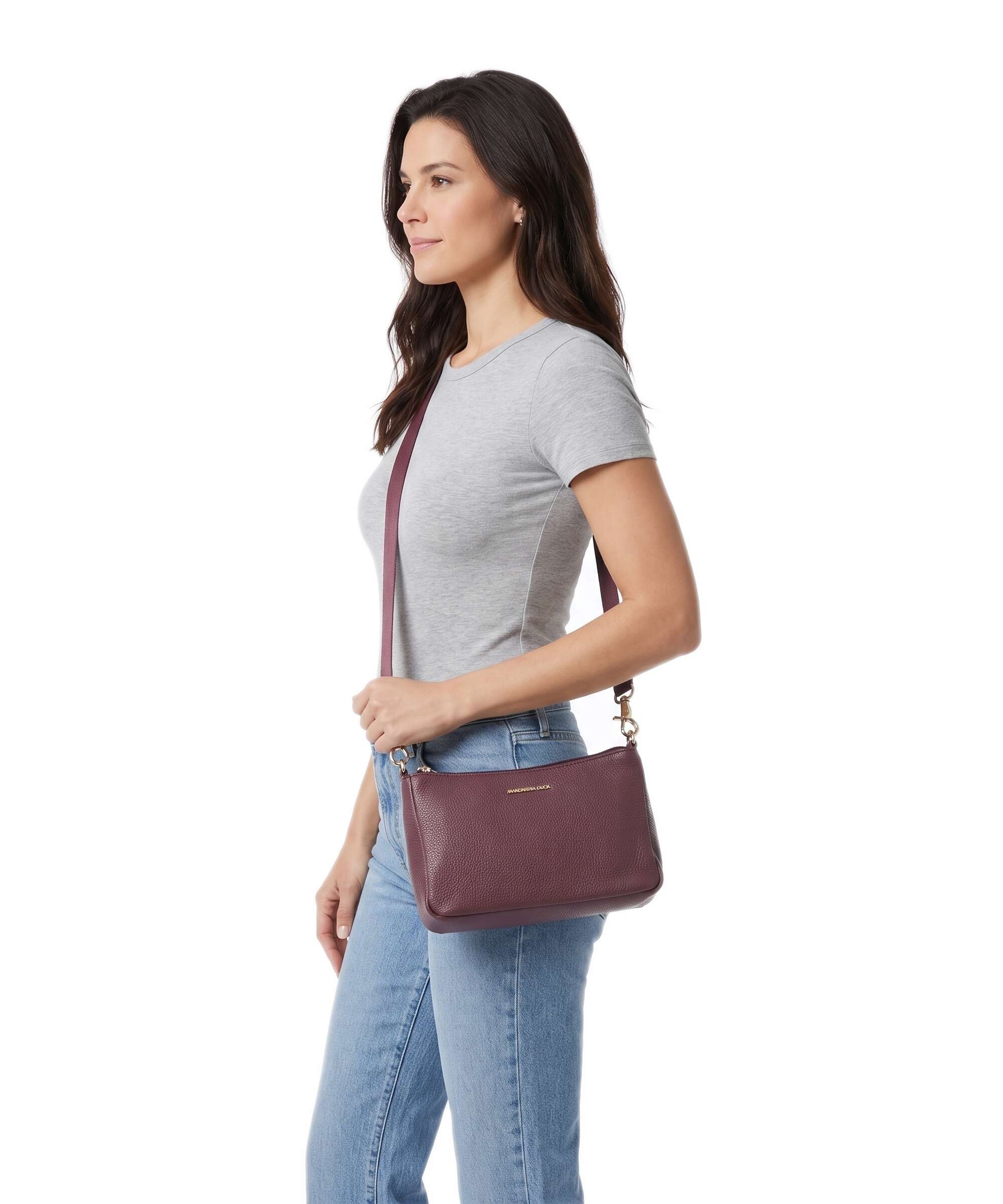 Mandarina Duck Mellow Leather Crossbody bag grained calfskin sin