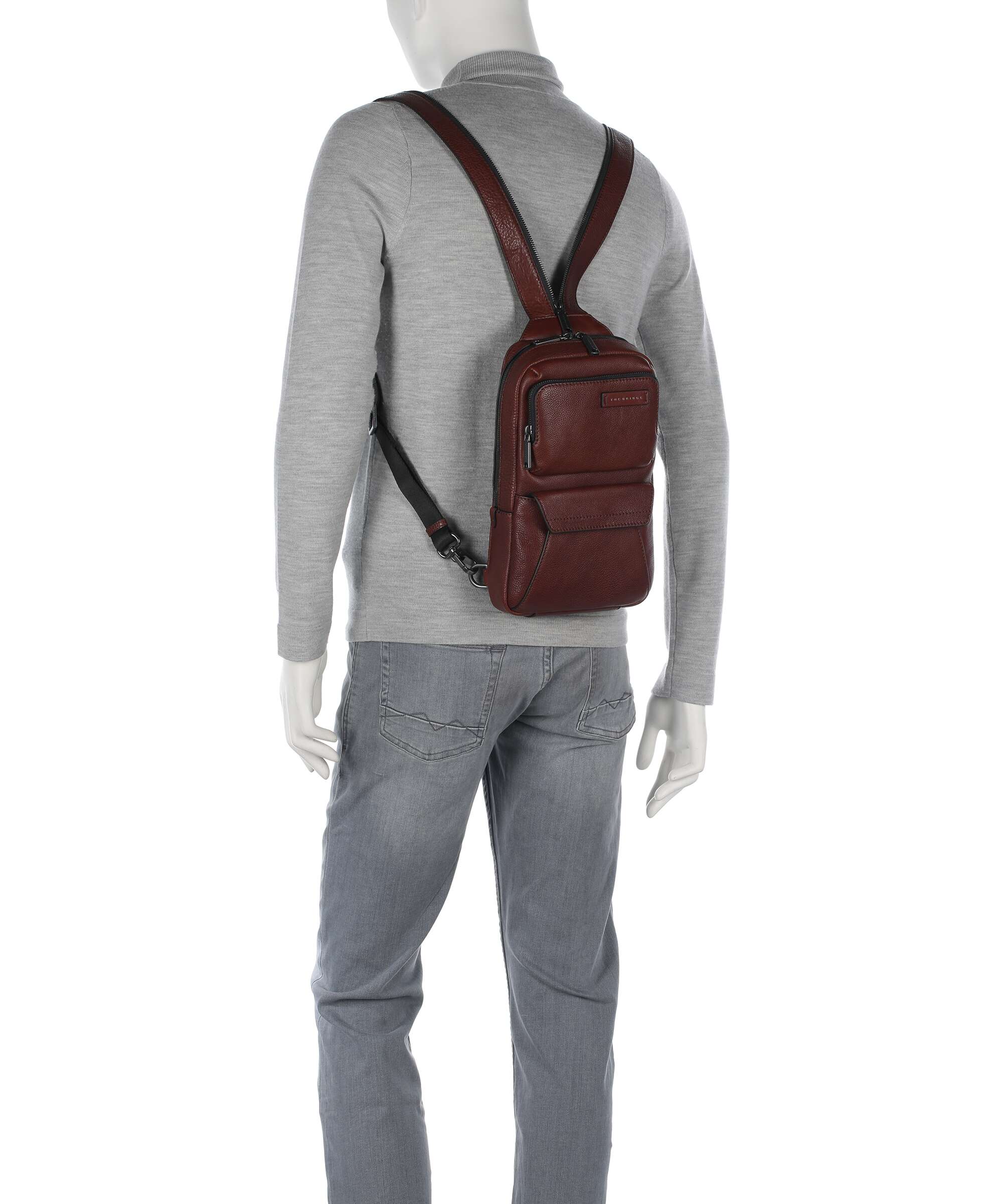 The Bridge Ludovico Sling bag grained leather marrone - 053126LZ
