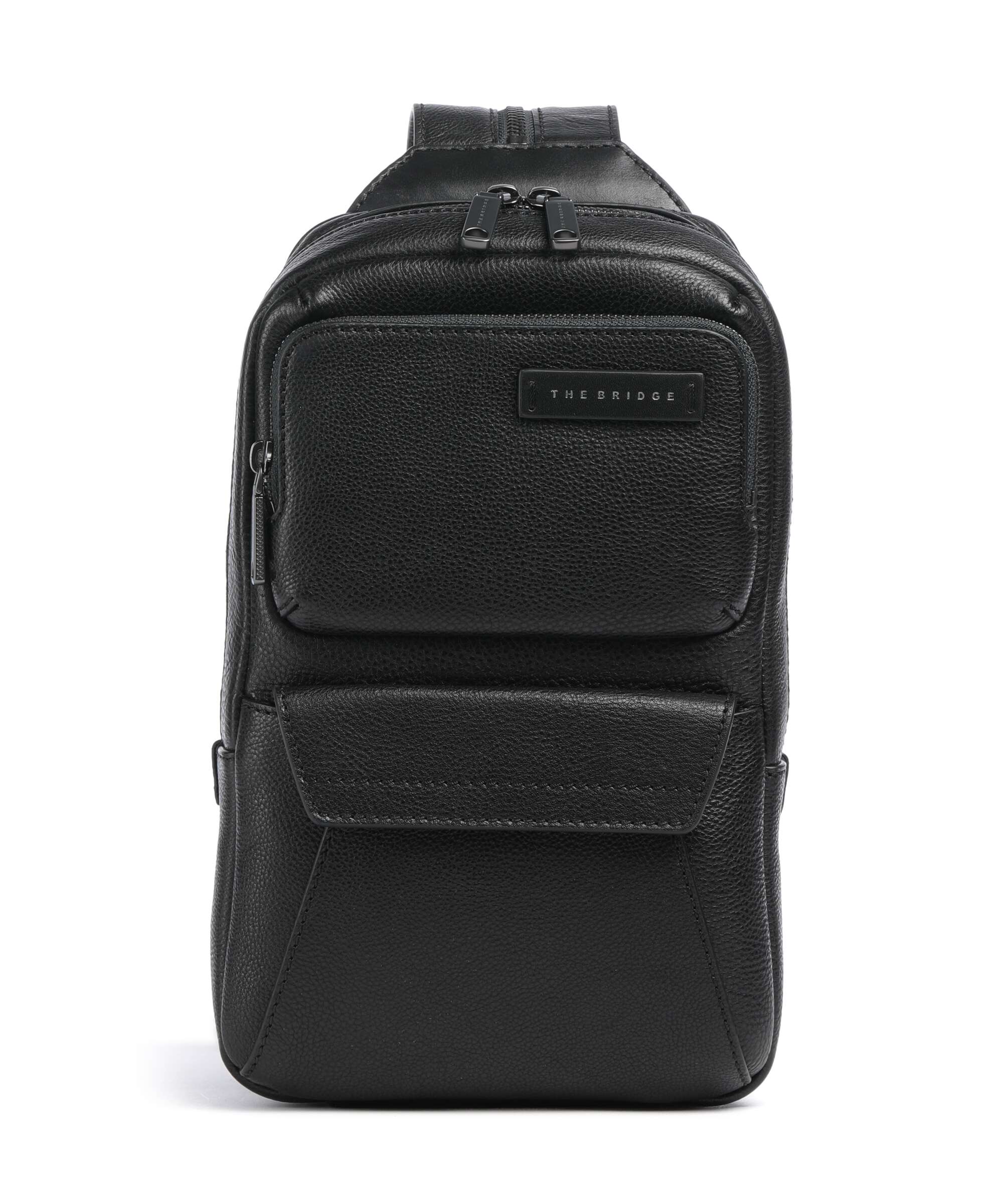 The Bridge Ludovico Sling bag grained leather nero - 053126LZ-7R