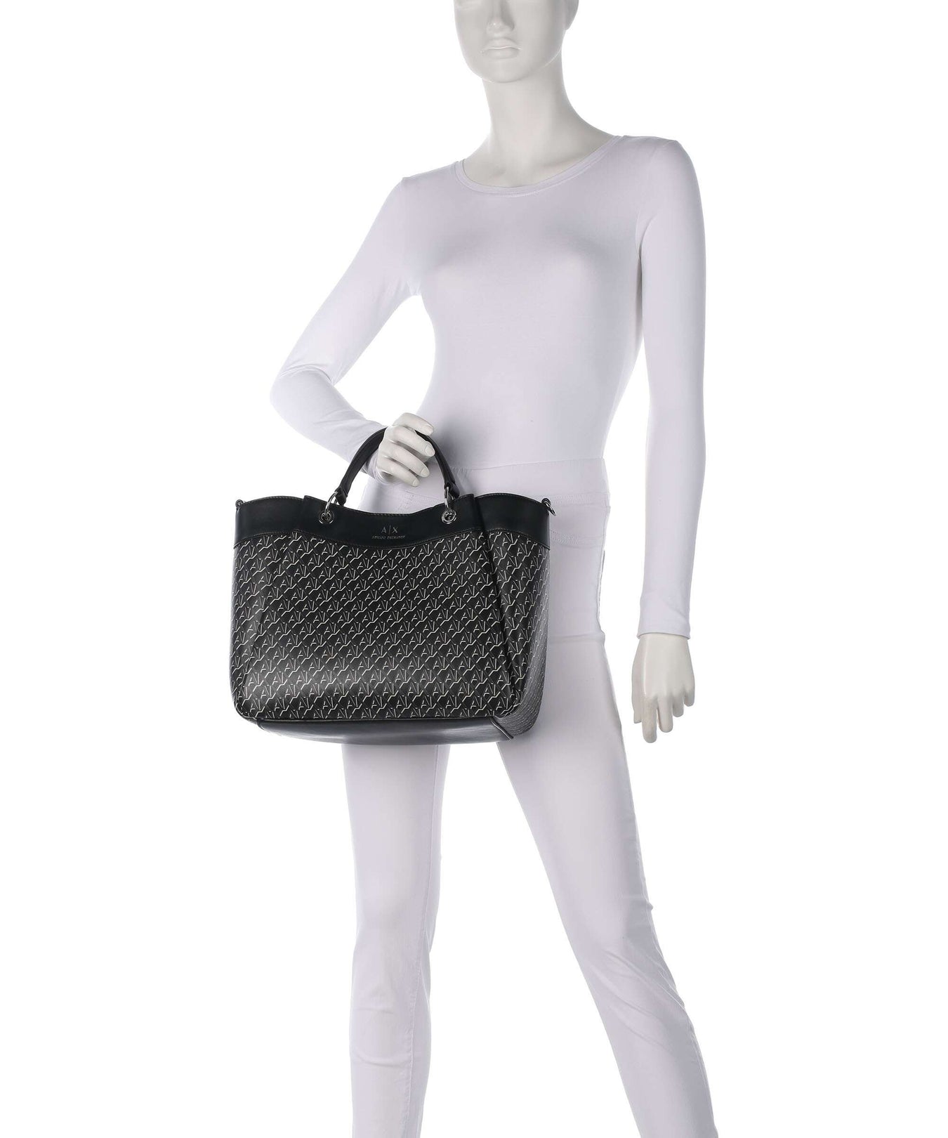 Armani Exchange Wave Monogram L Handbag black