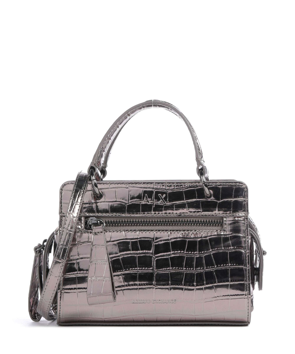 Armani Exchange Diane Mini Croco Crossbody bag gunmetal