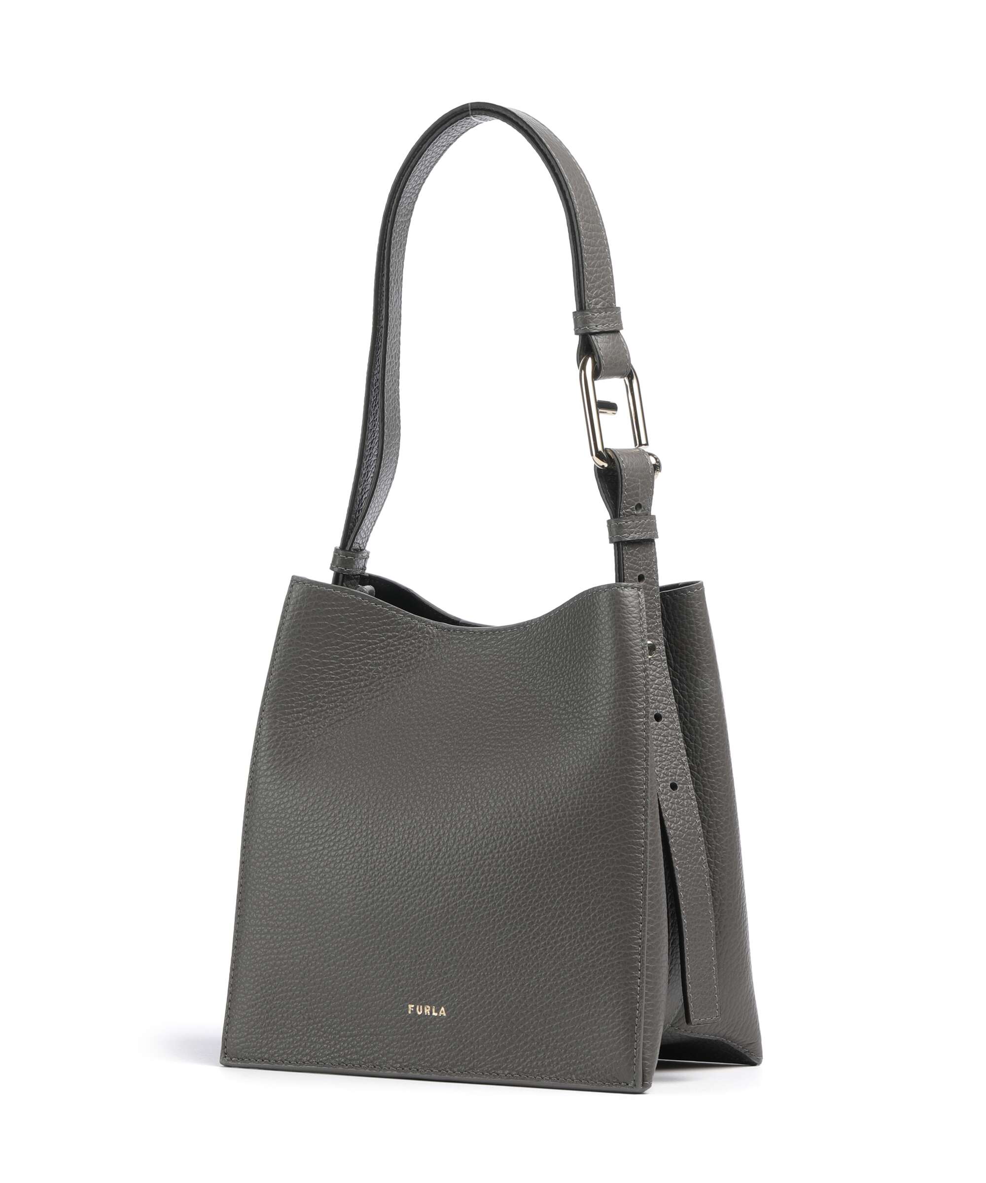 Furla Nuvola Mini Hobo bag grained calfskin urban gray - WB01373