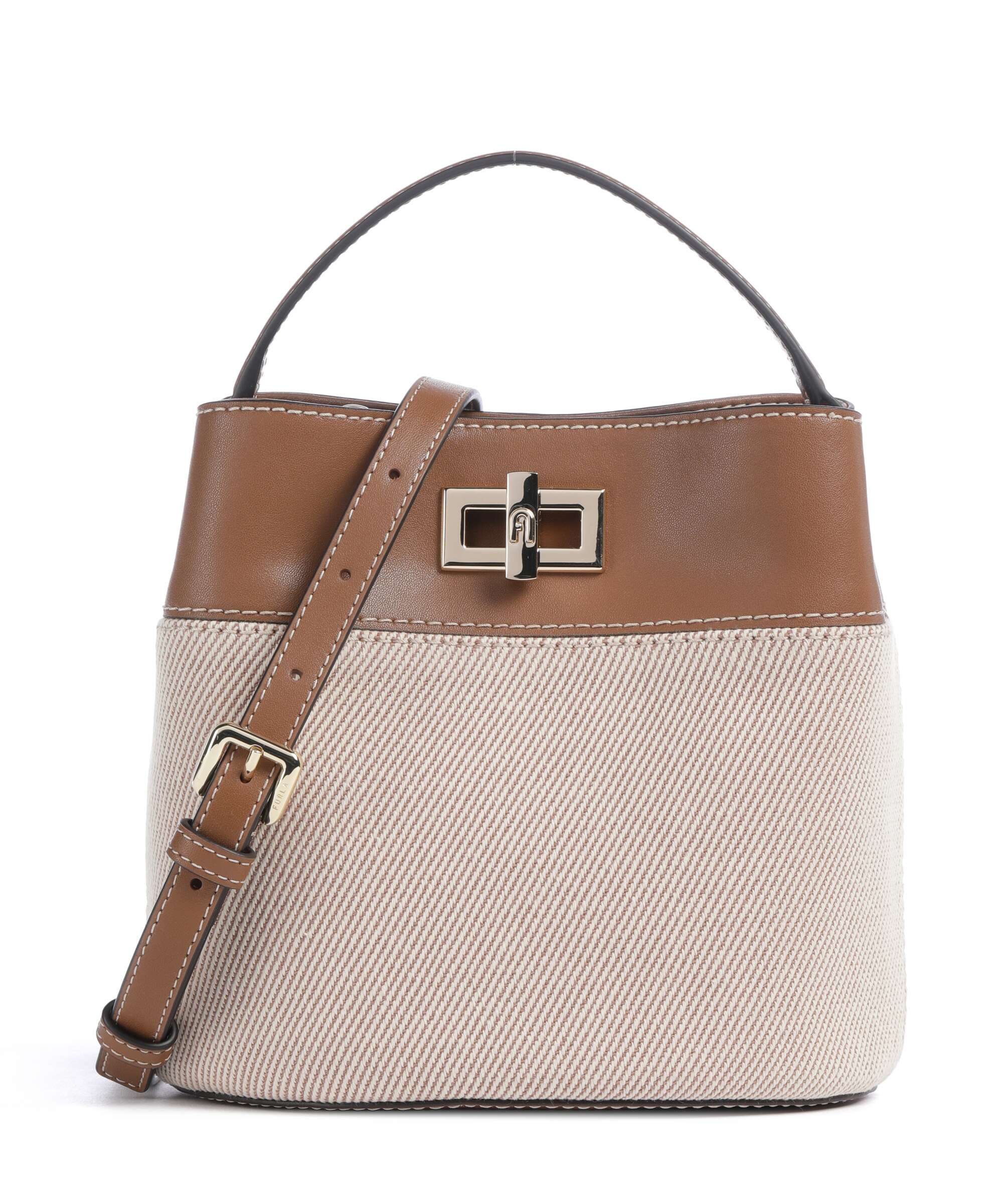 プルメリア Furla Amelia Mini Bucket bag canvas toni cognac - WE00879-BX3542