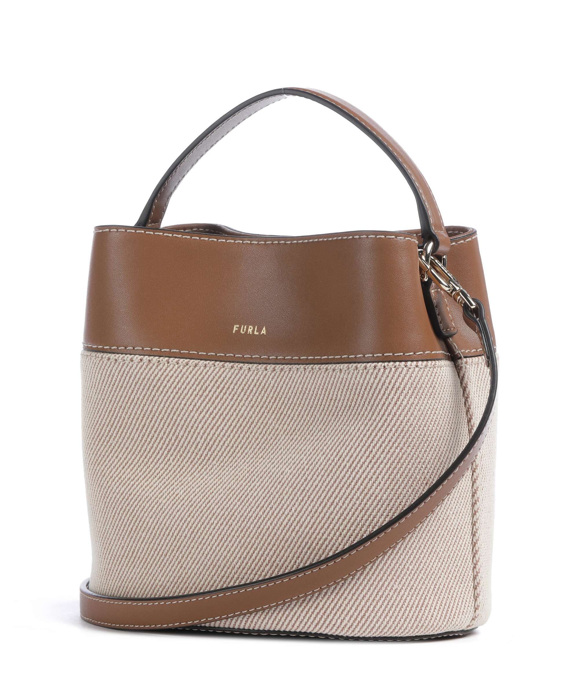 Furla Amelia Mini Bucket bag canvas toni cognac - WE00879-BX3542