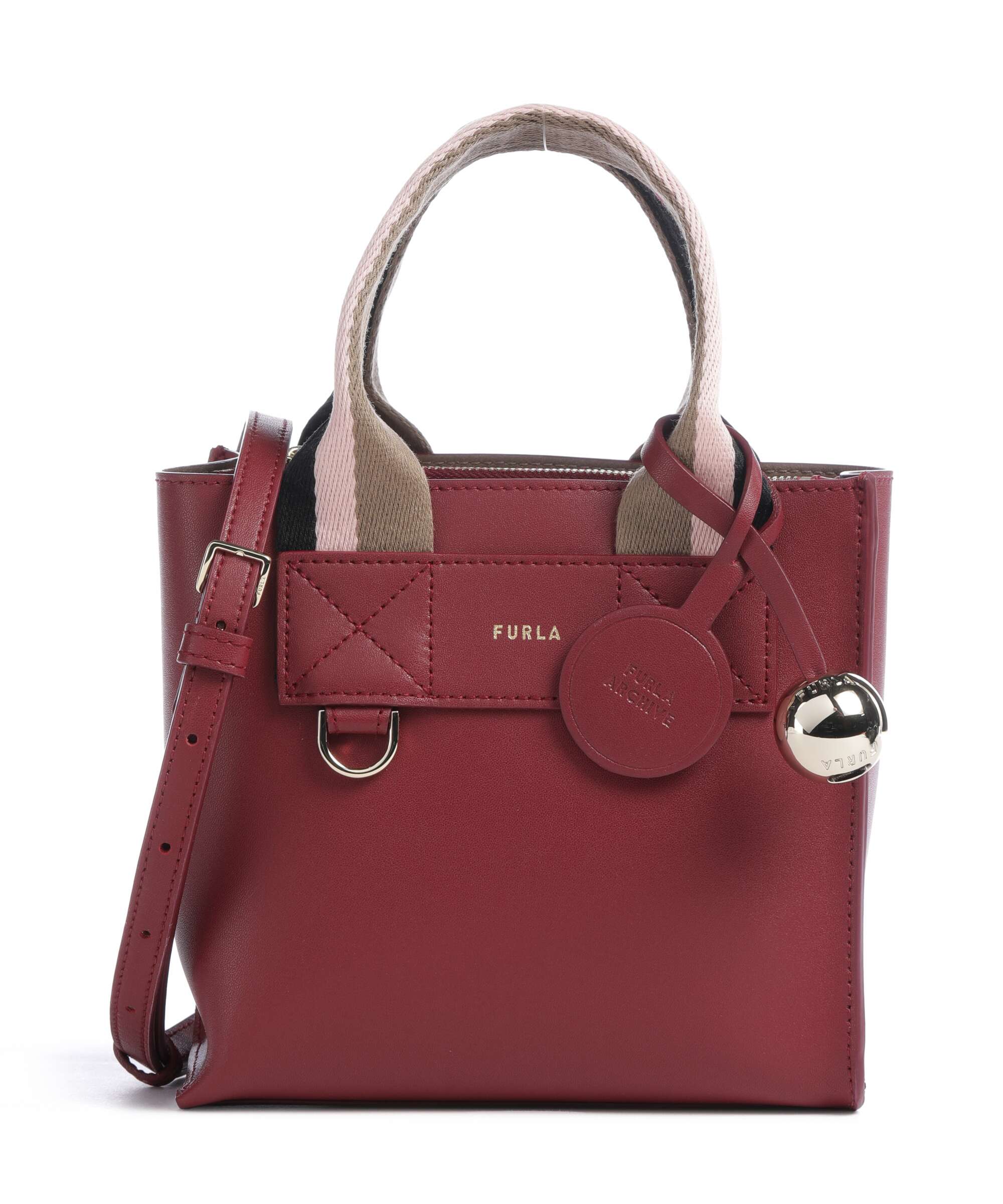 Furla Divide It Mini Handbag fine grain leather toni ciliegia