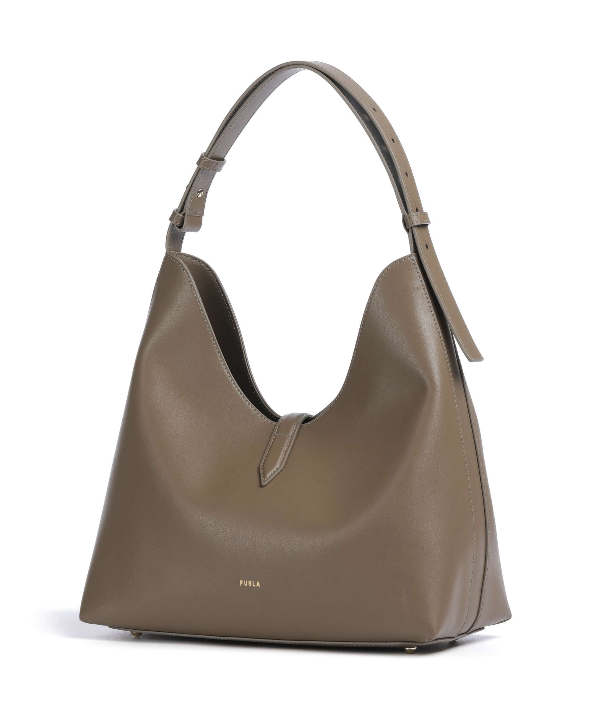 Furla Goccia M Hobo bag softly grained calfskin muddy gray