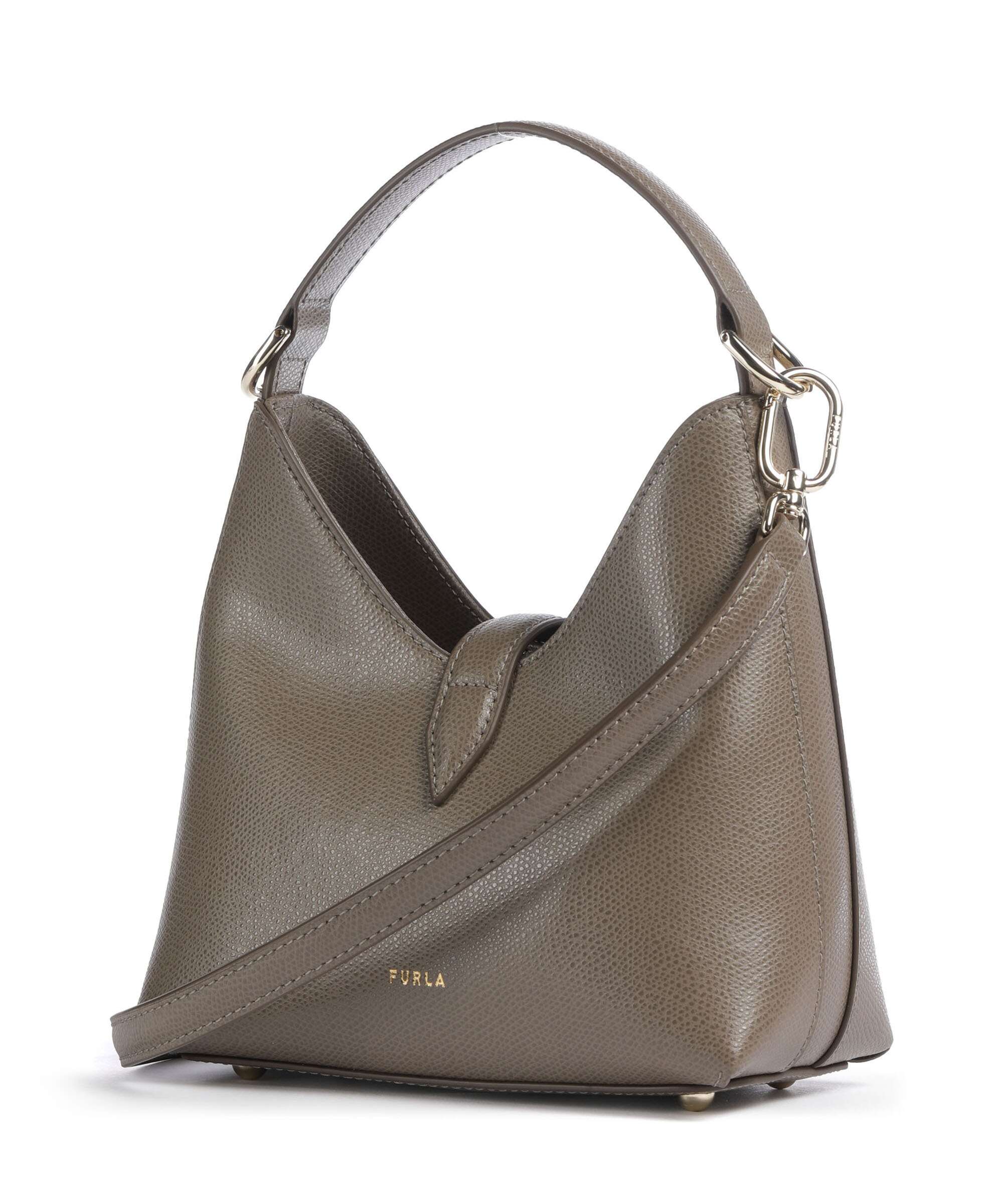Furla Iride Mini Crossbody bag grained cow leather muddy gray