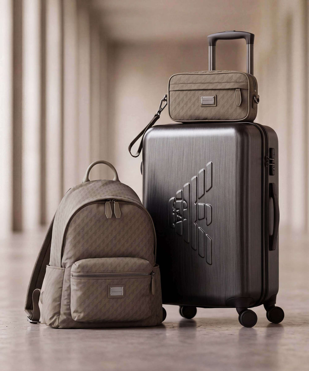 Emporio Armani Eagle All Over Backpack stone gray