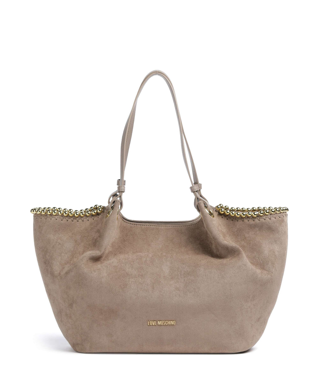 Love Moschino Gold Bead Tote bag sabbia