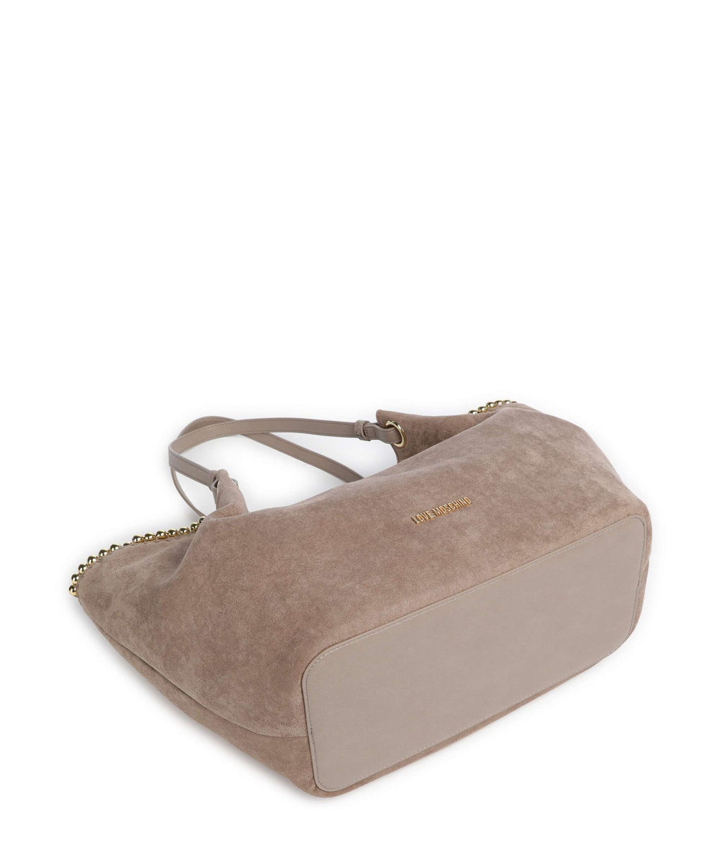 Love Moschino Gold Bead Tote bag sabbia