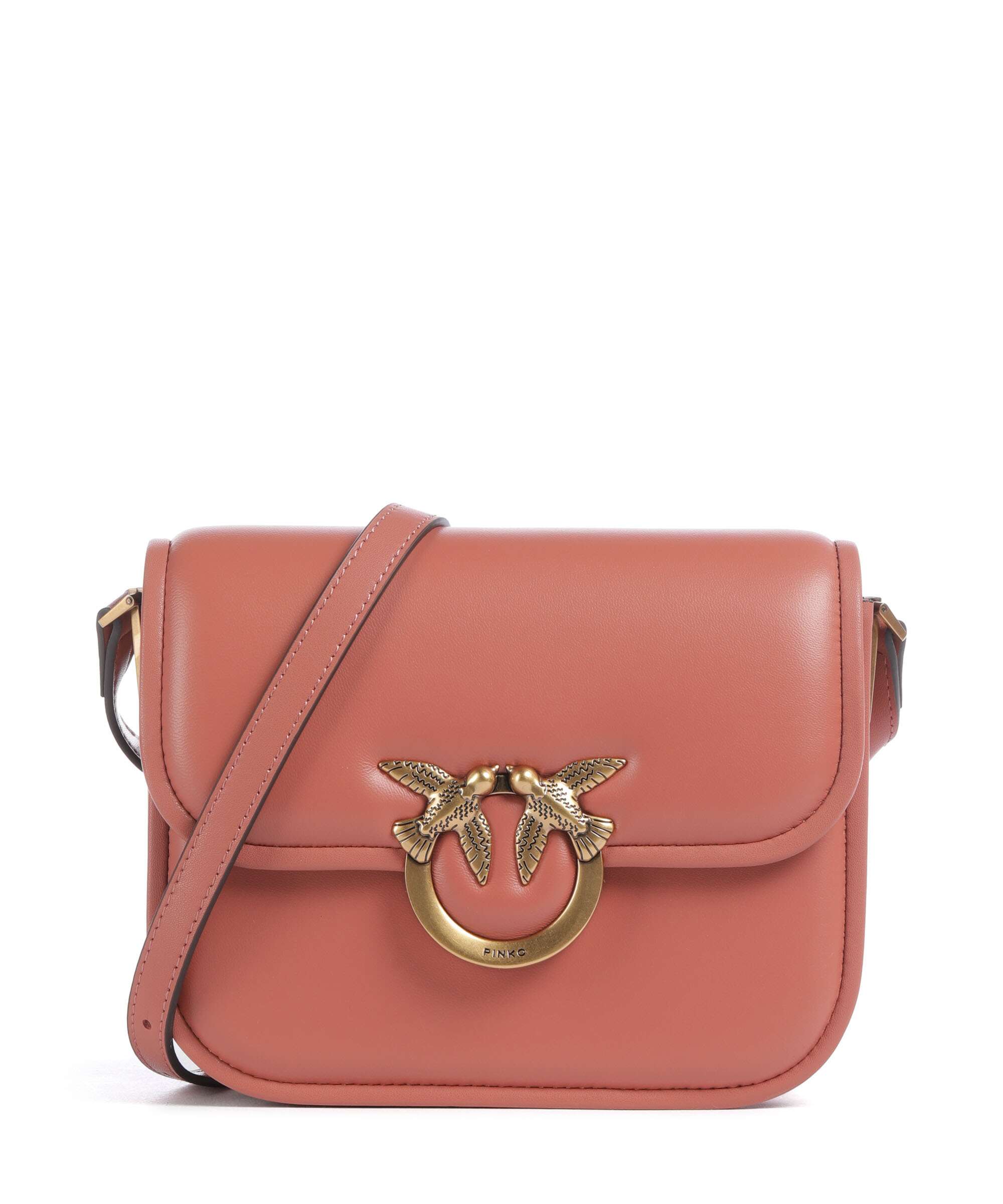 Pinko Love One Mini Crossbody bag softly grained calfskin marrone