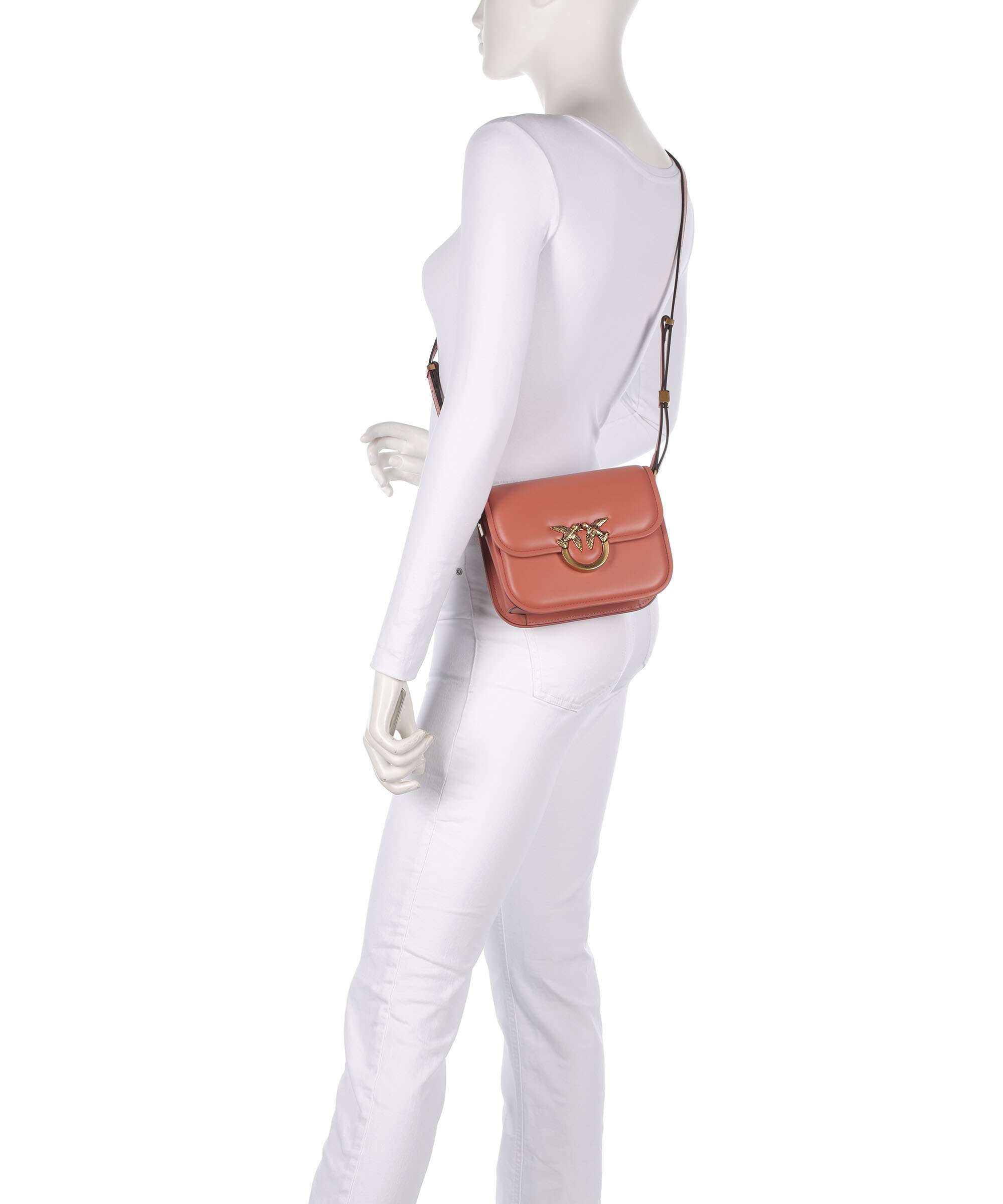 Pinko Love One Mini Crossbody bag softly grained calfskin marrone