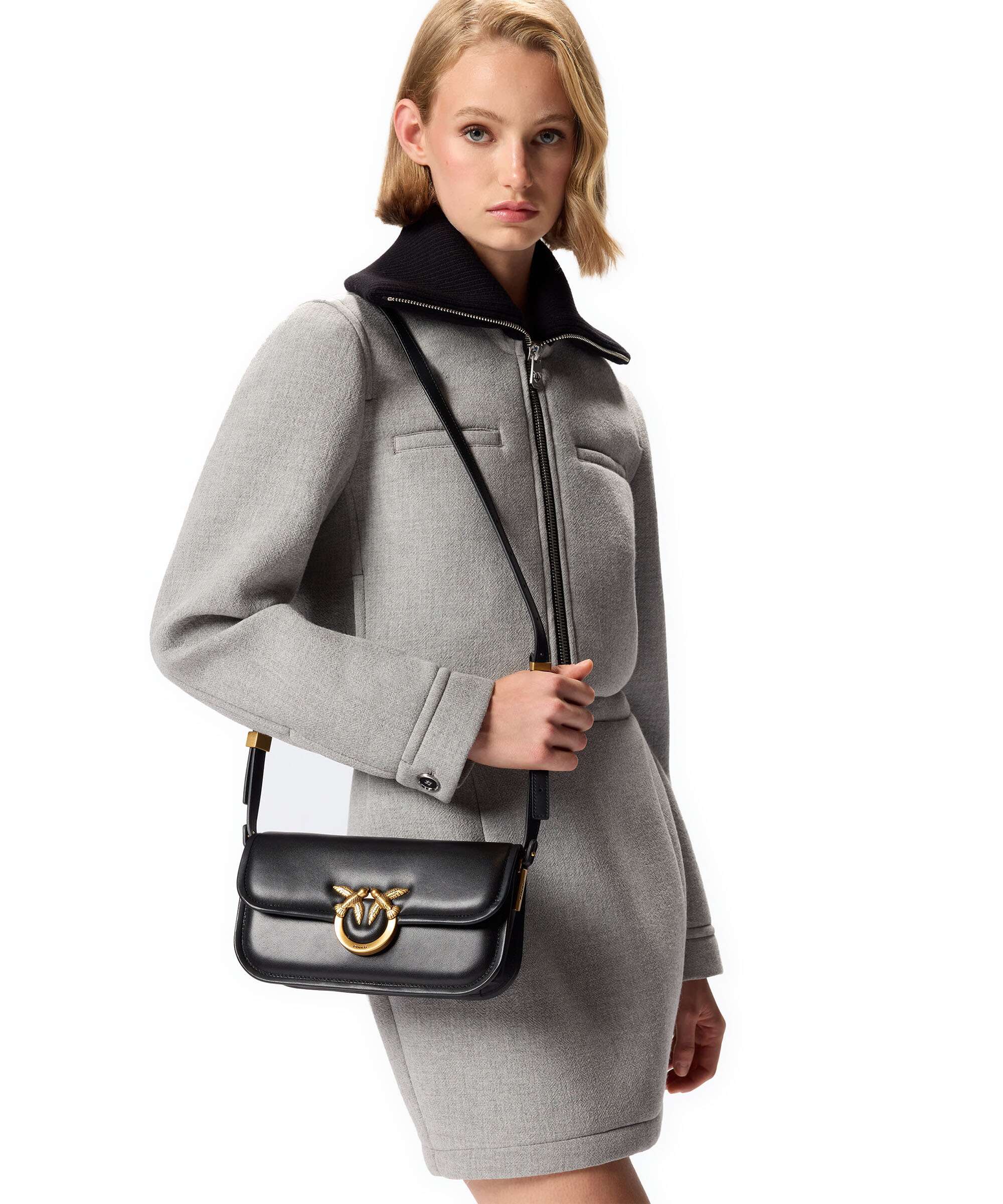 Pinko Love Box Horizontal Shoulder bag softly grained calfskin