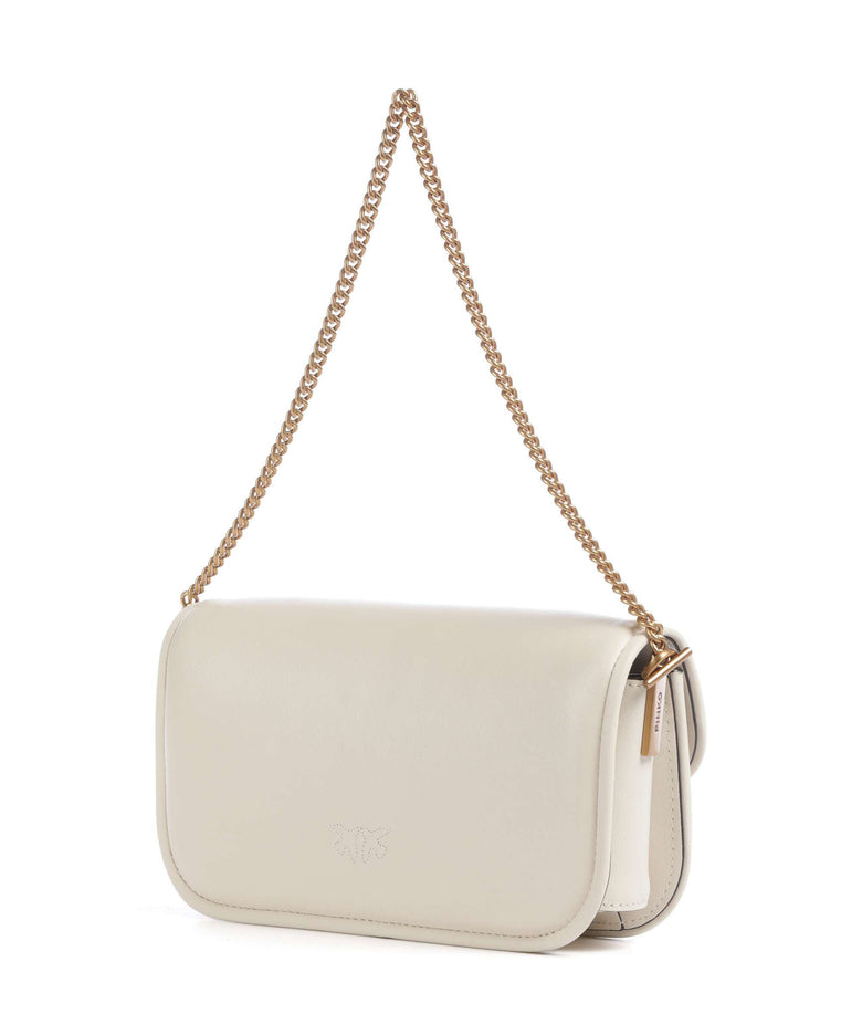 Pinko Love Box Baguette Shoulder bag bianco seta/antique gold