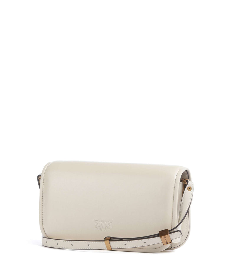 Pinko Love Box Horizontal Shoulder bag bianco seta/antique gold