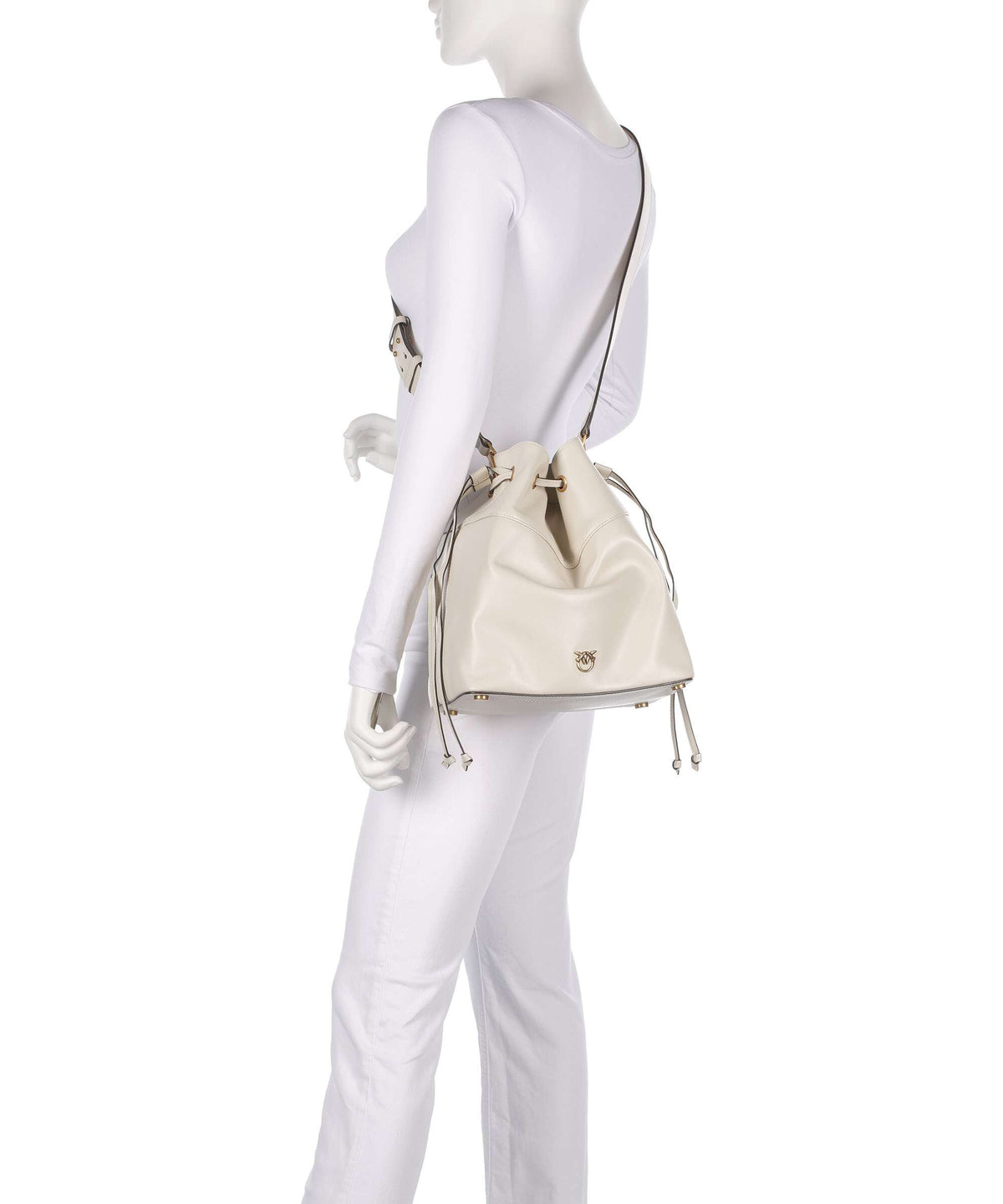 Pinko Secchiello Classic Bucket bag bianco seta/antique gold