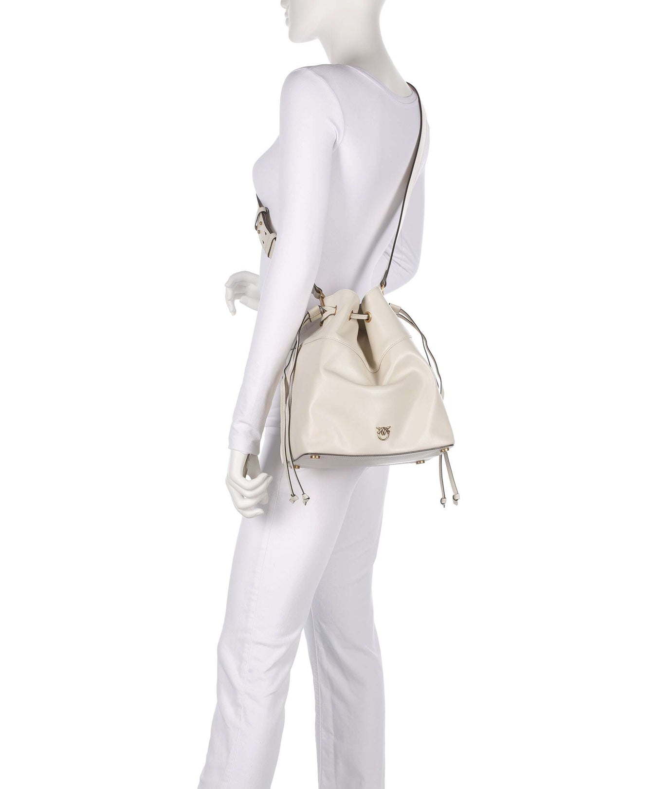 Pinko Secchiello Classic Bucket bag bianco seta/antique gold
