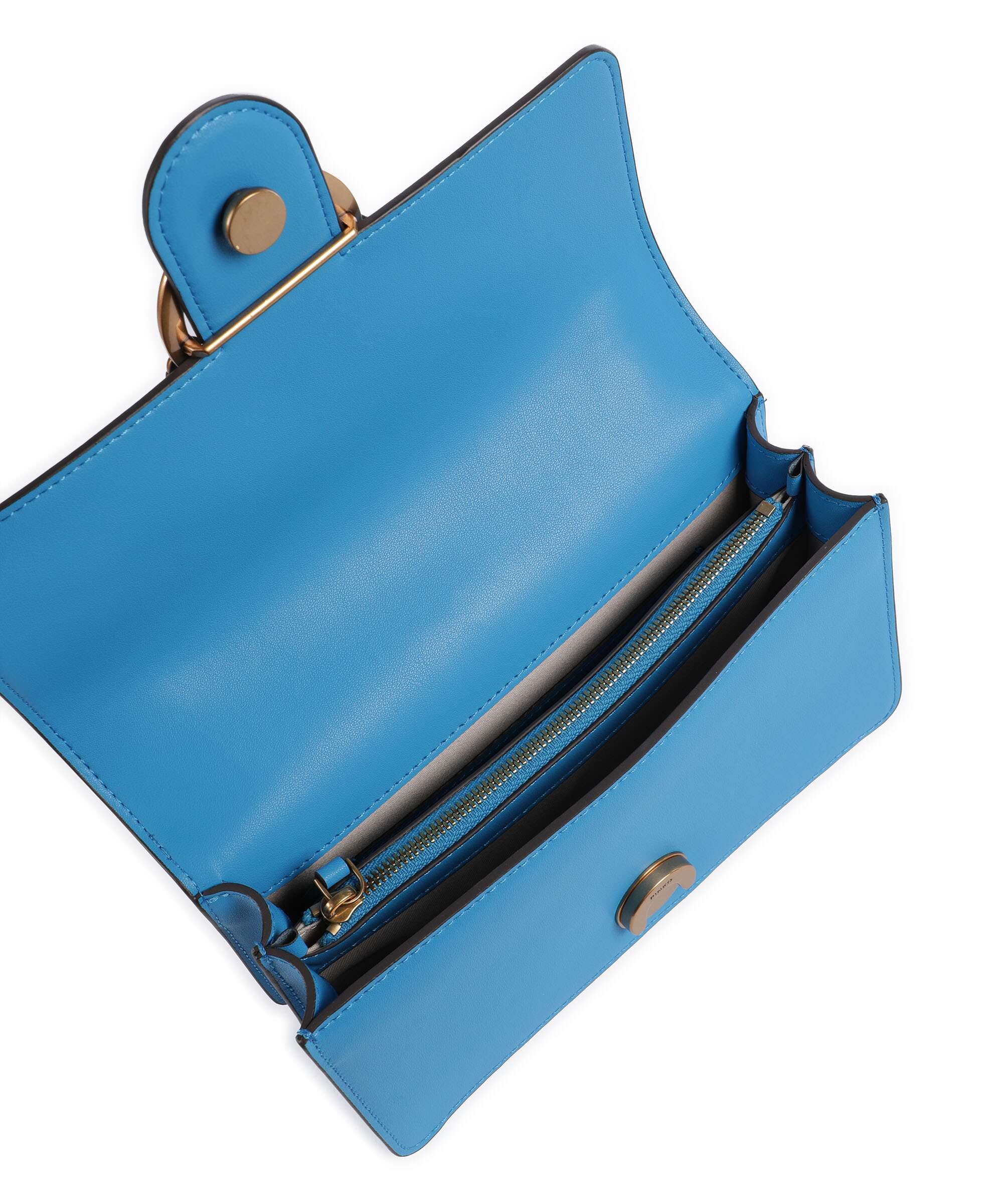 Pinko Love One Mini Shoulder bag fine grain cow leather azzurro