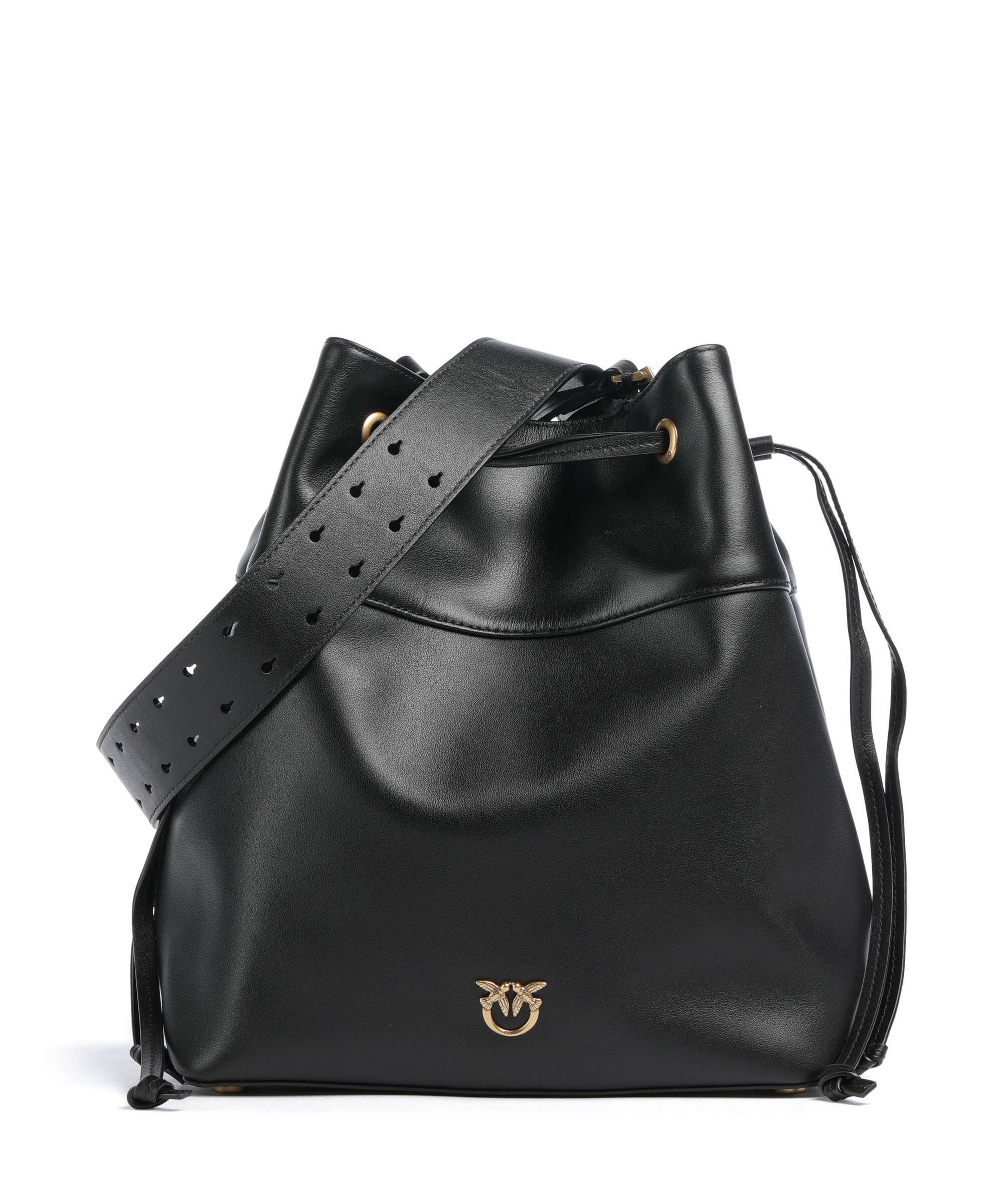 ポテコ Pinko Secchiello Classic Bucket bag softly grained calfskin nero
