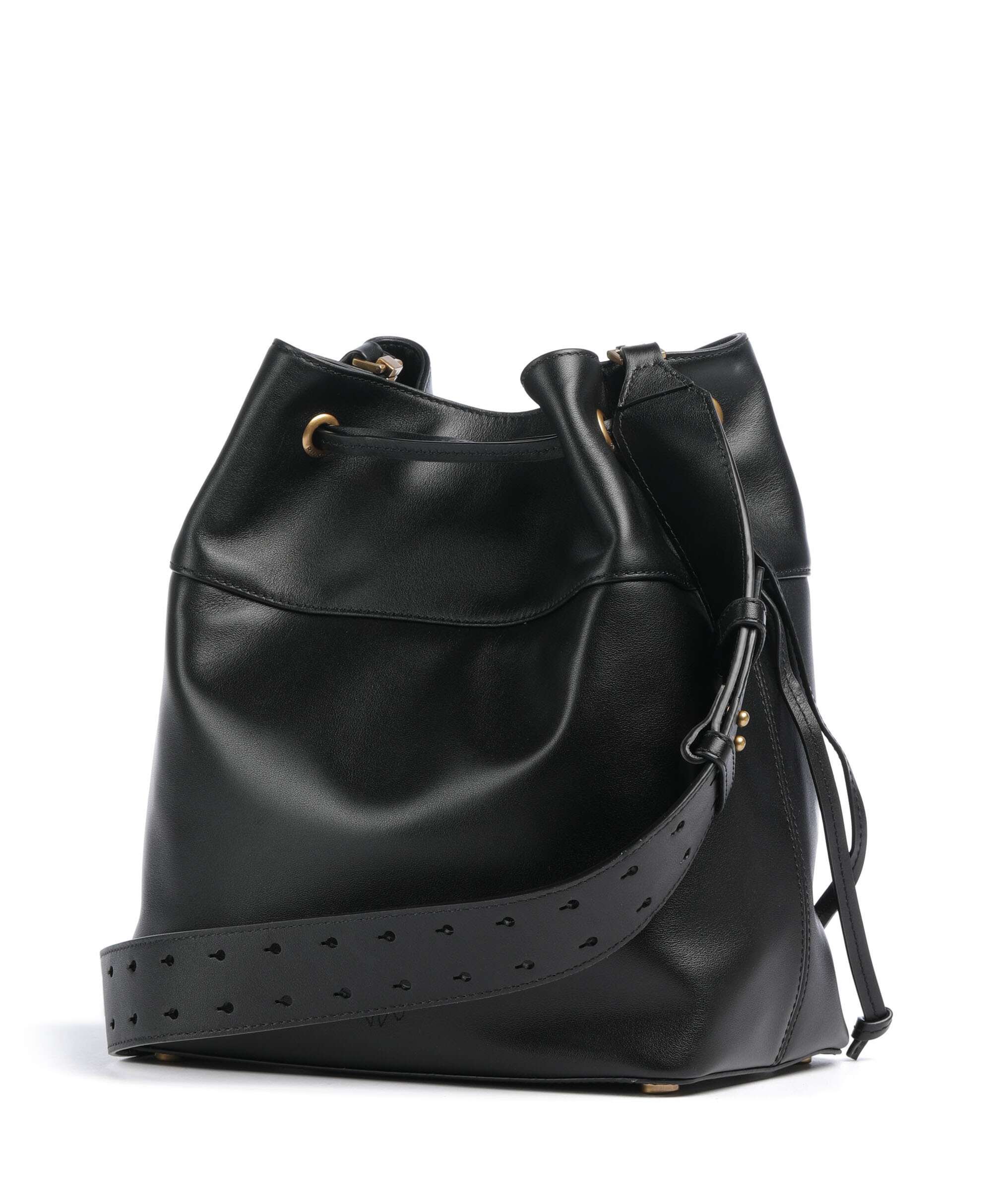 ポゴ Pinko Secchiello Classic Bucket bag grained calfskin nero/antique