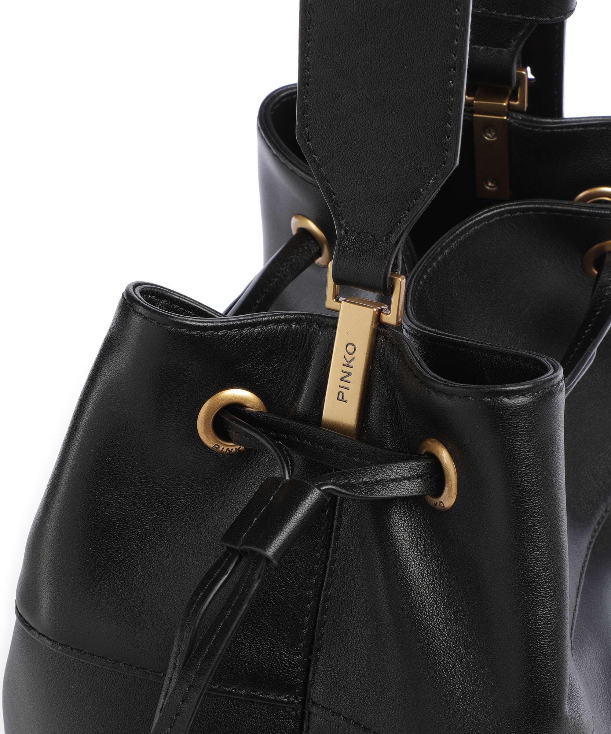 Pinko Secchiello Classic Bucket bag softly grained calfskin nero