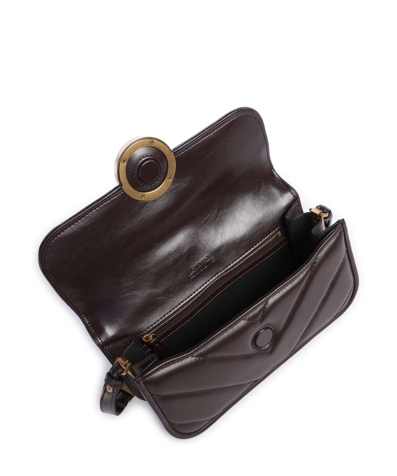 Pinko Love Box Horizontal Shoulder bag rosso mogano/antique gold