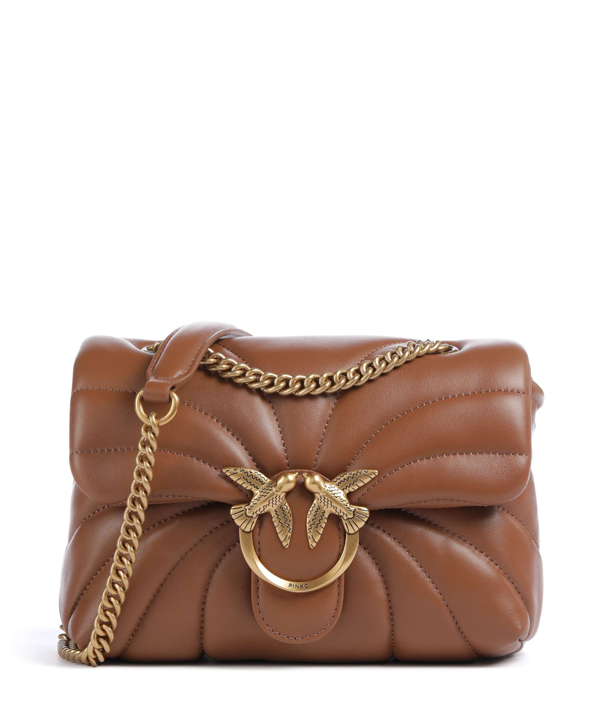 Pinko ベージュ キルティング ショルダーバッグ Pinko Love Puff Mini Shoulder bag sheepskin leather burgundy wine