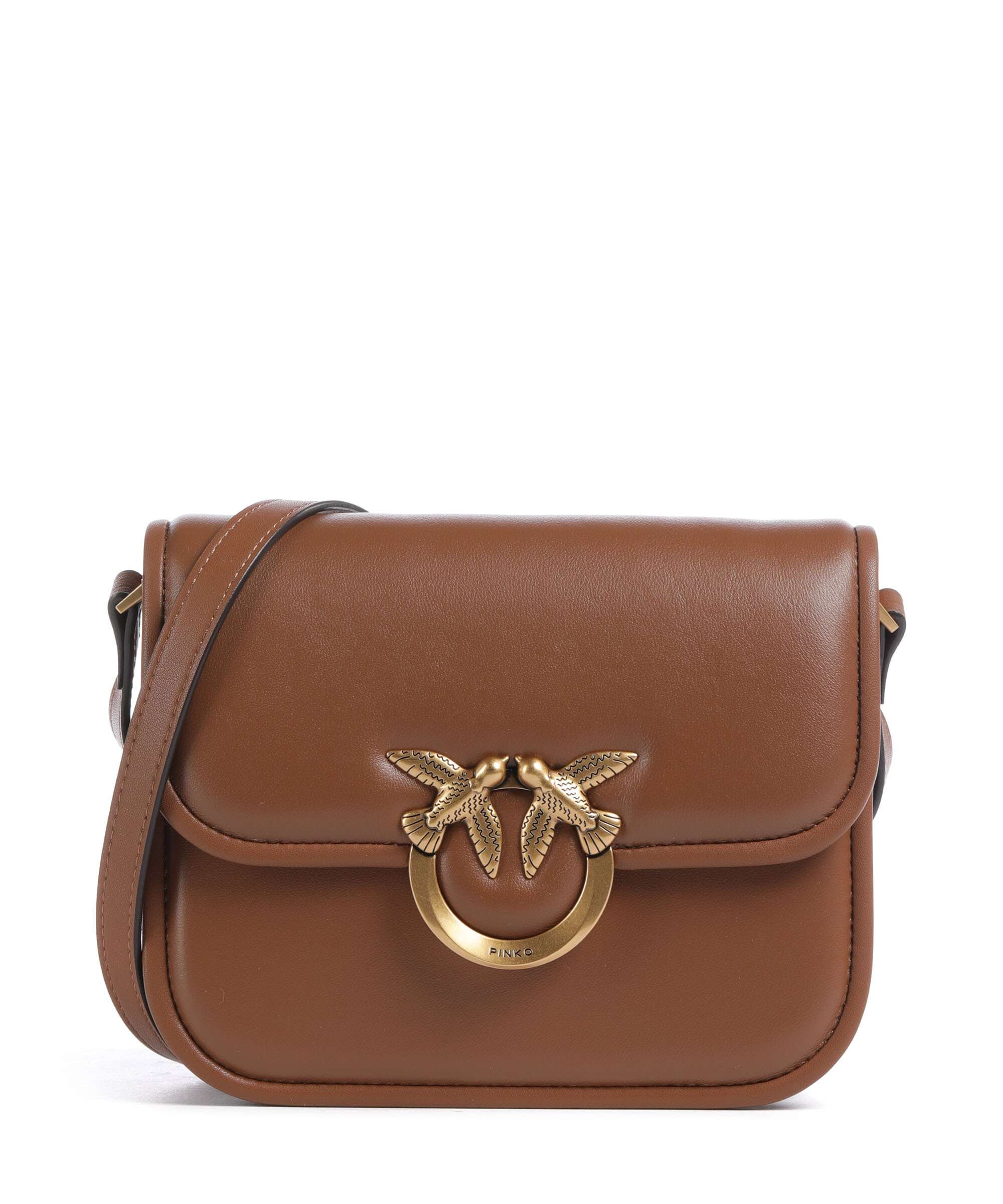ミエコ Pinko Love One Mini Crossbody bag softly grained calfskin marrone