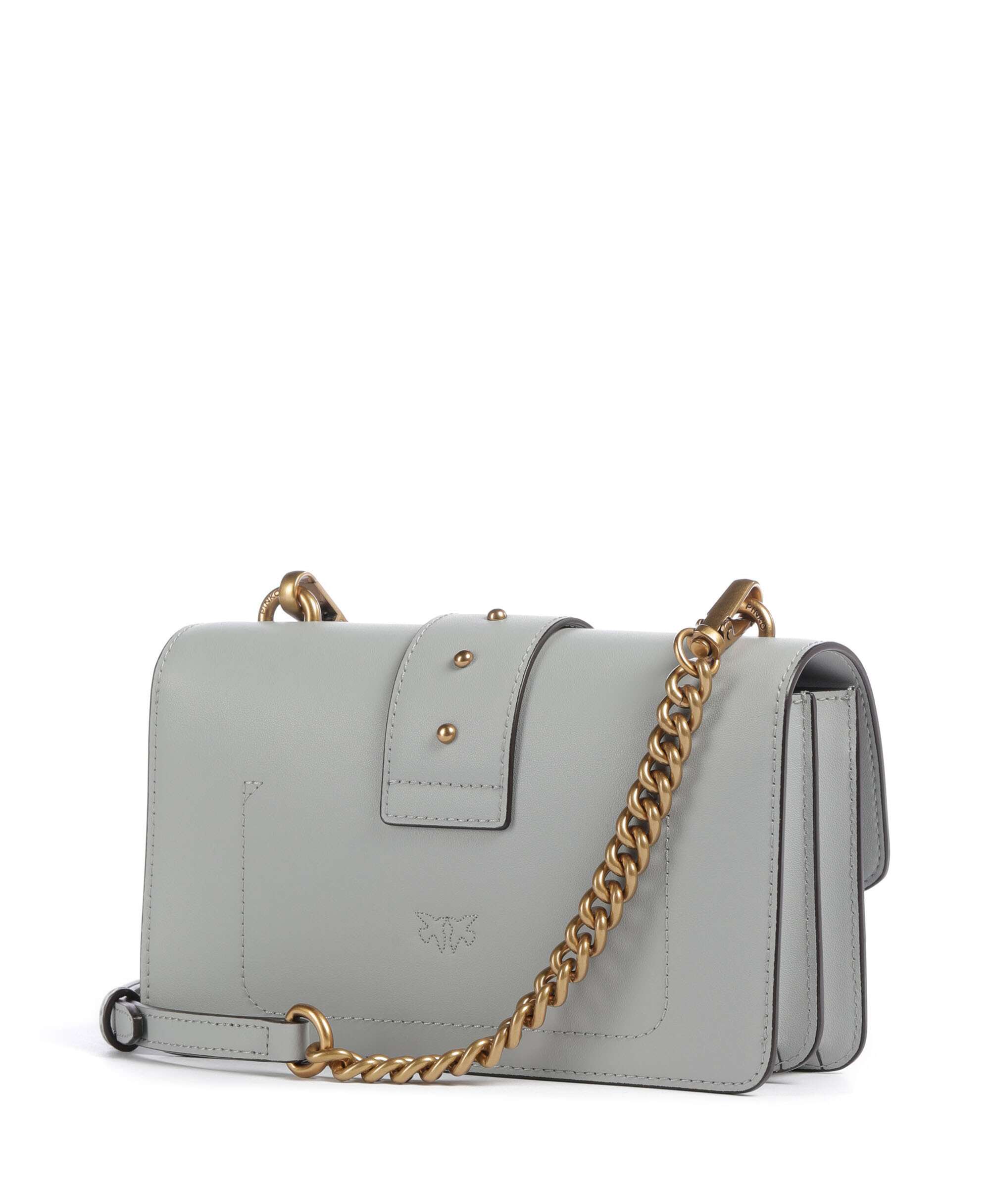 Pinko Love One Mini Crossbody bag grained calfskin grigio perla