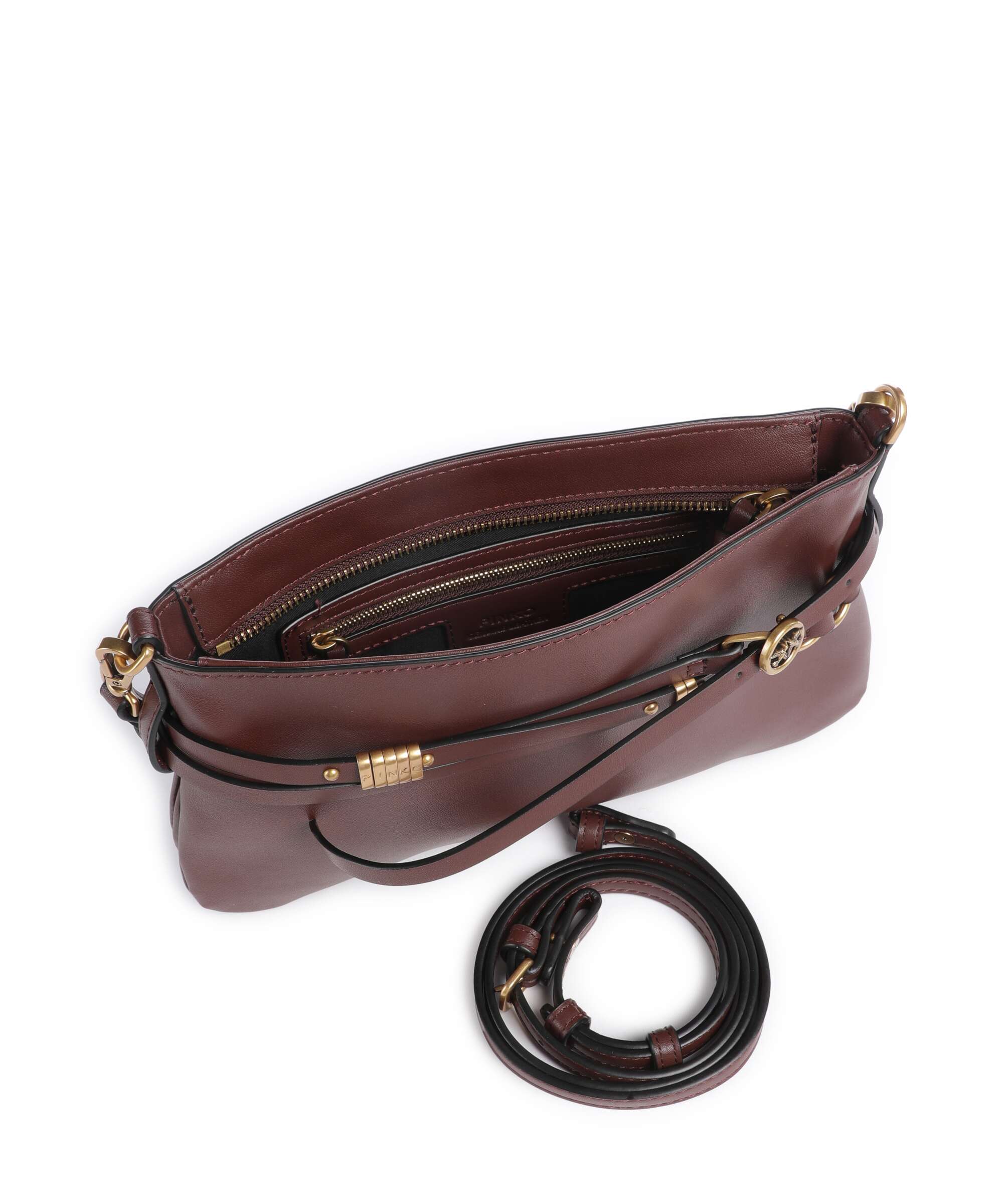 Pinko Belt Mini Shoulder bag burgundy wine/antique gold