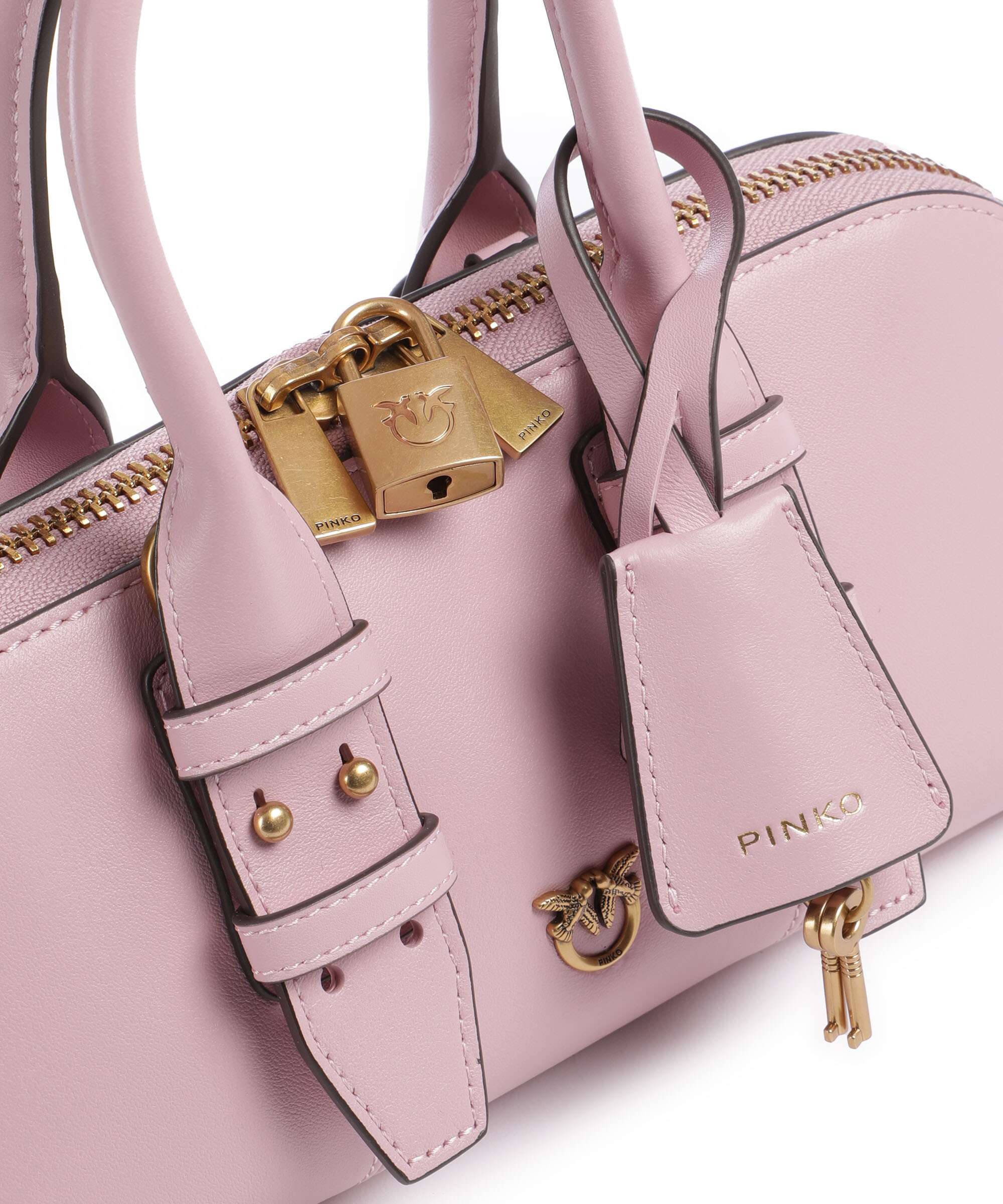 Pinko Bowling Horizontal Handbag softly grained calfskin rosa