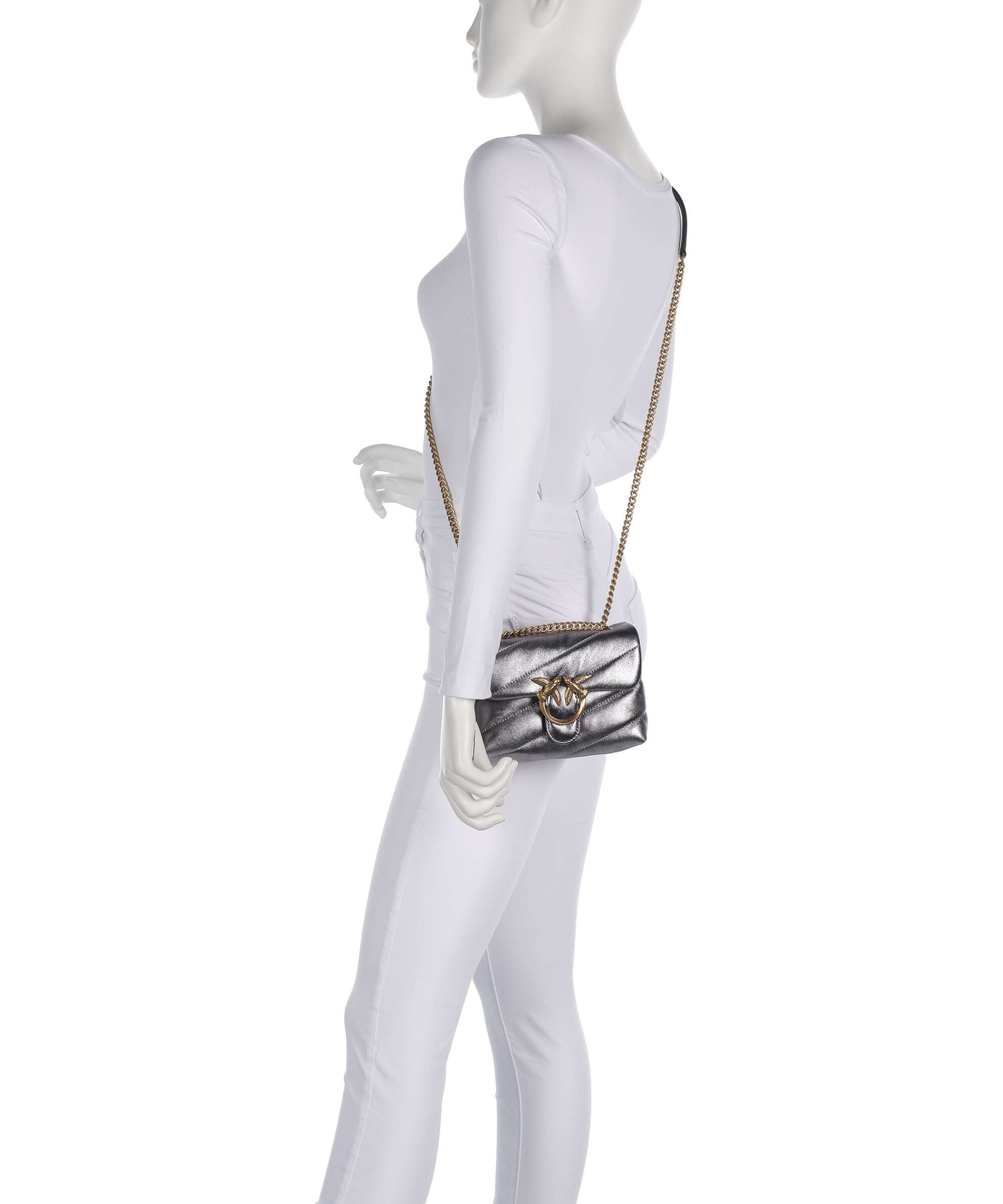 Pinko Love Puff Baby Shoulder bag sheepskin leather antracite