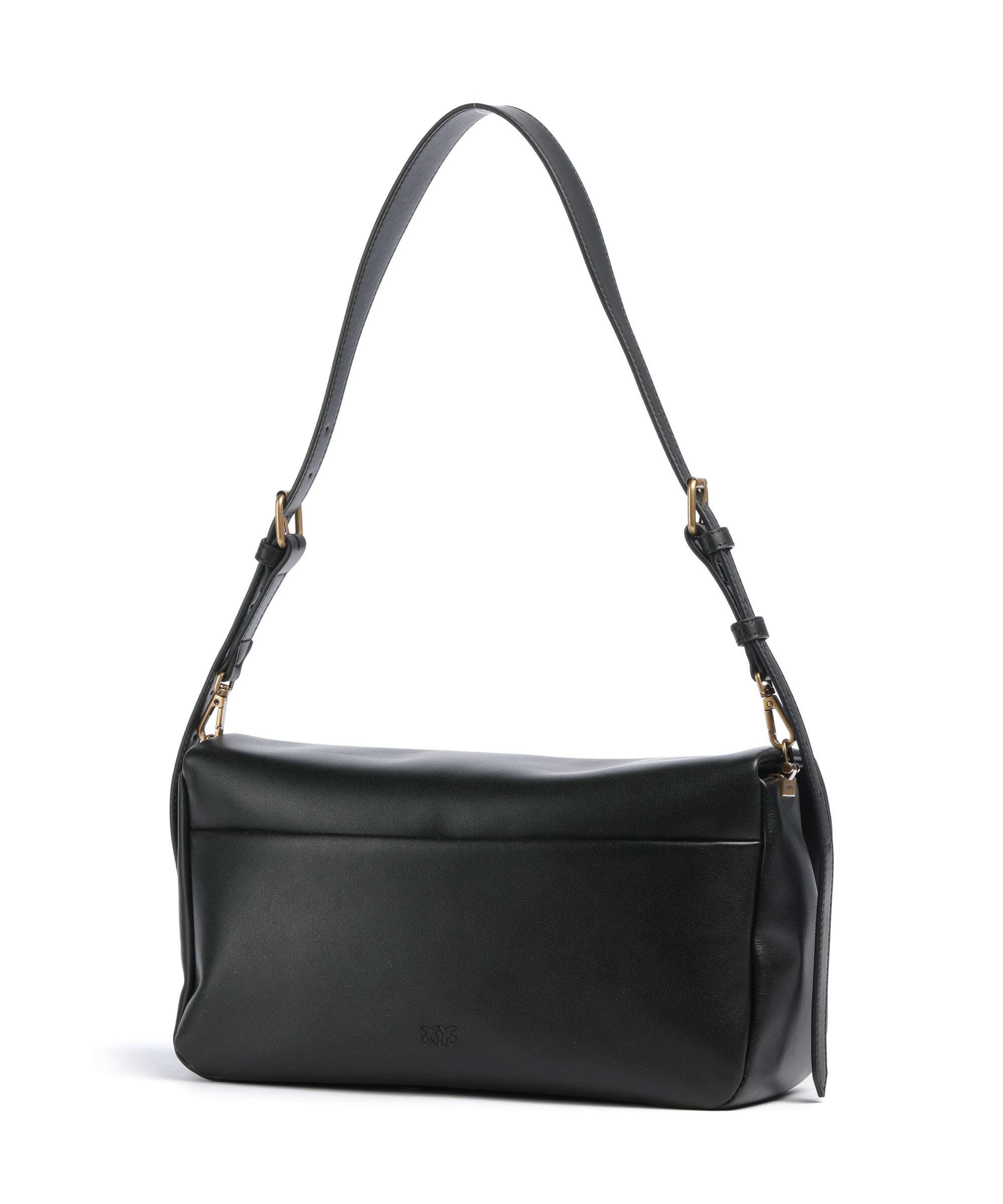 Pinko Click Soft Horizontal Shoulder bag fine grain leather nero