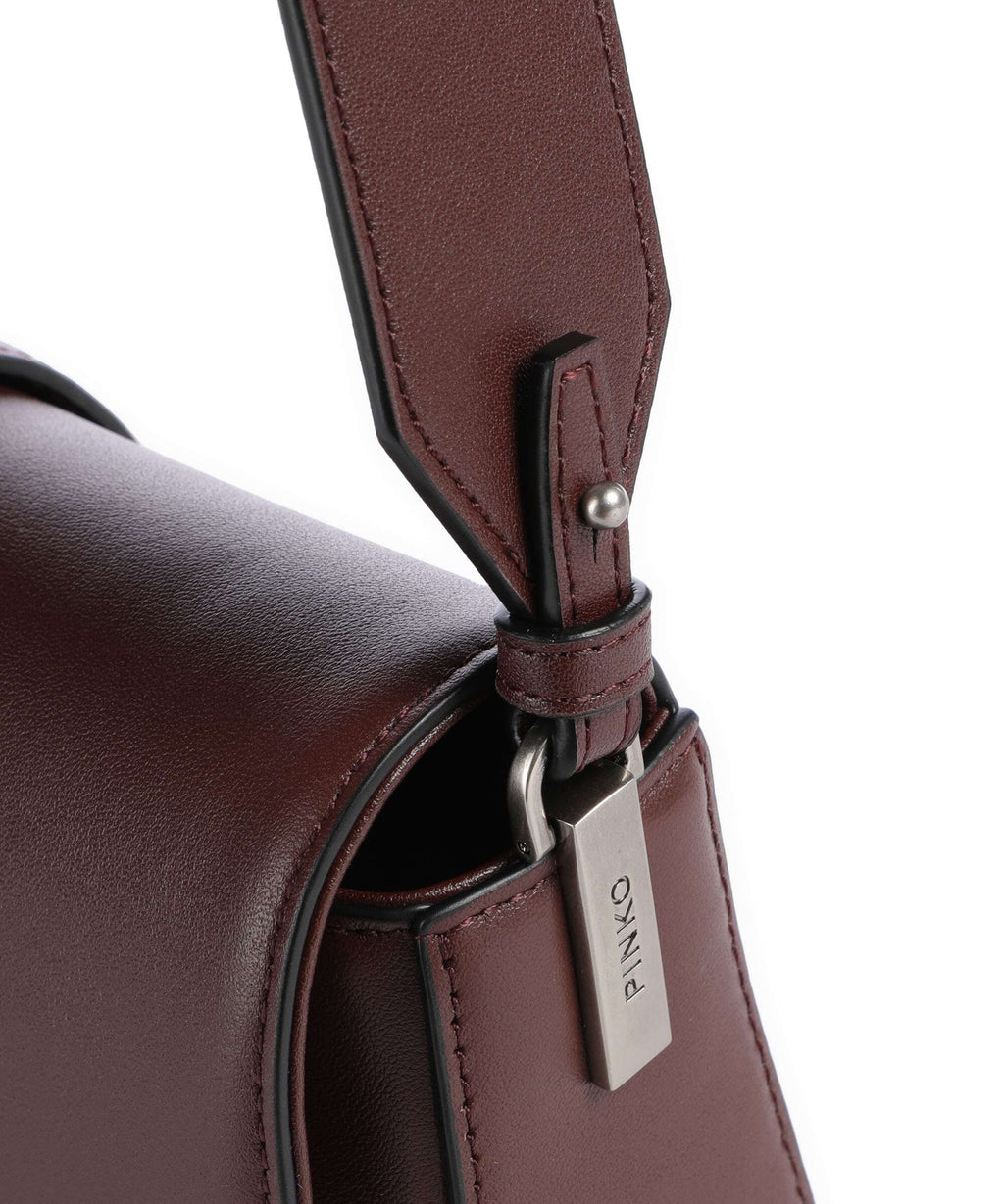 Pinko Love One Mini Slouchy Shoulder bag burgundy wine/old silver